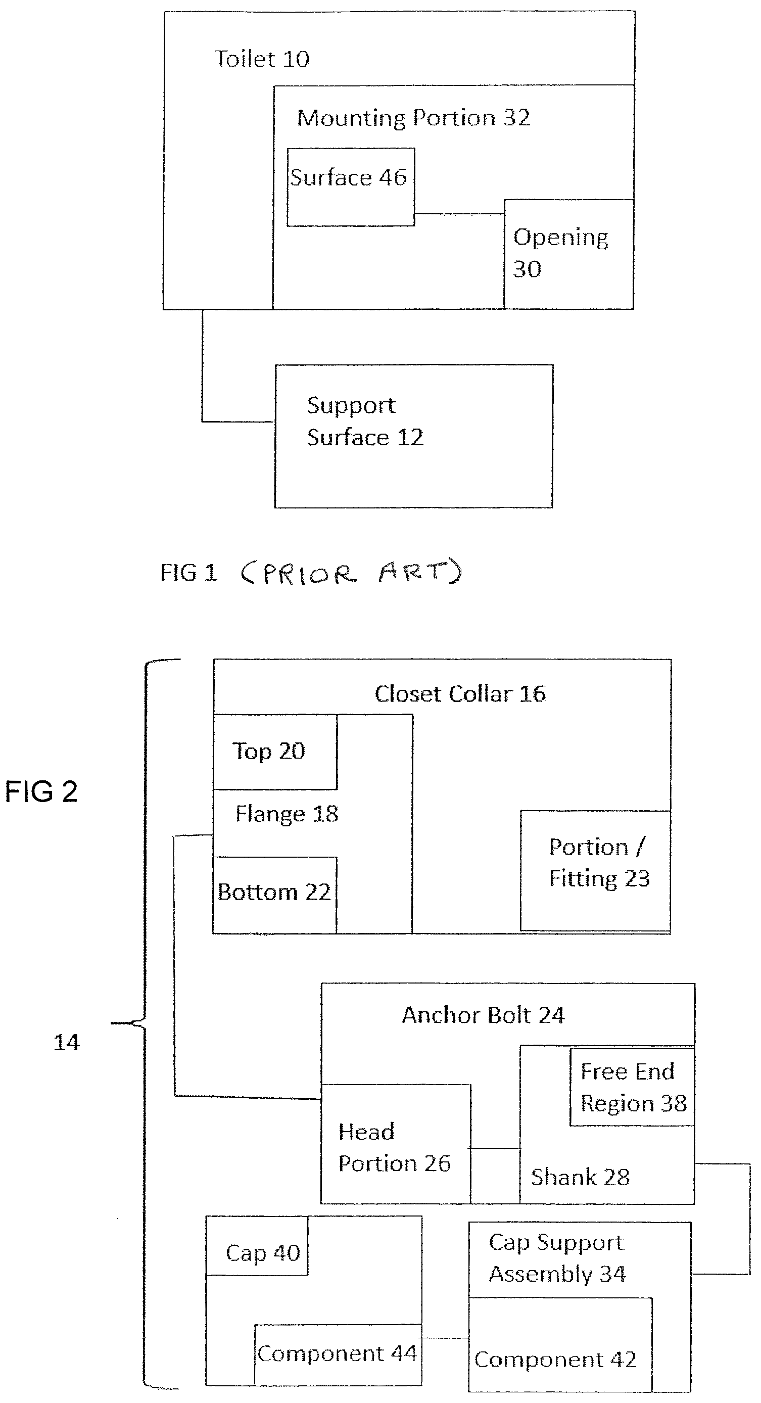 Patent US12359417 — Anchor bolt system for toilet and method of mounting a toilet using the system — Figure 1