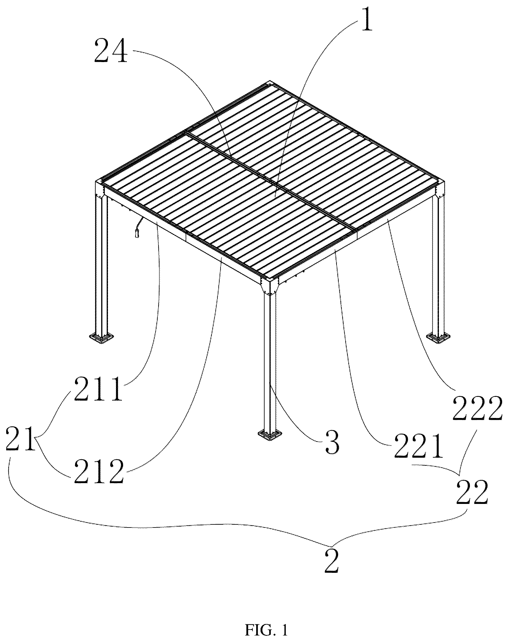 Patent US12359438 Figure 1 – Sunshade canopy