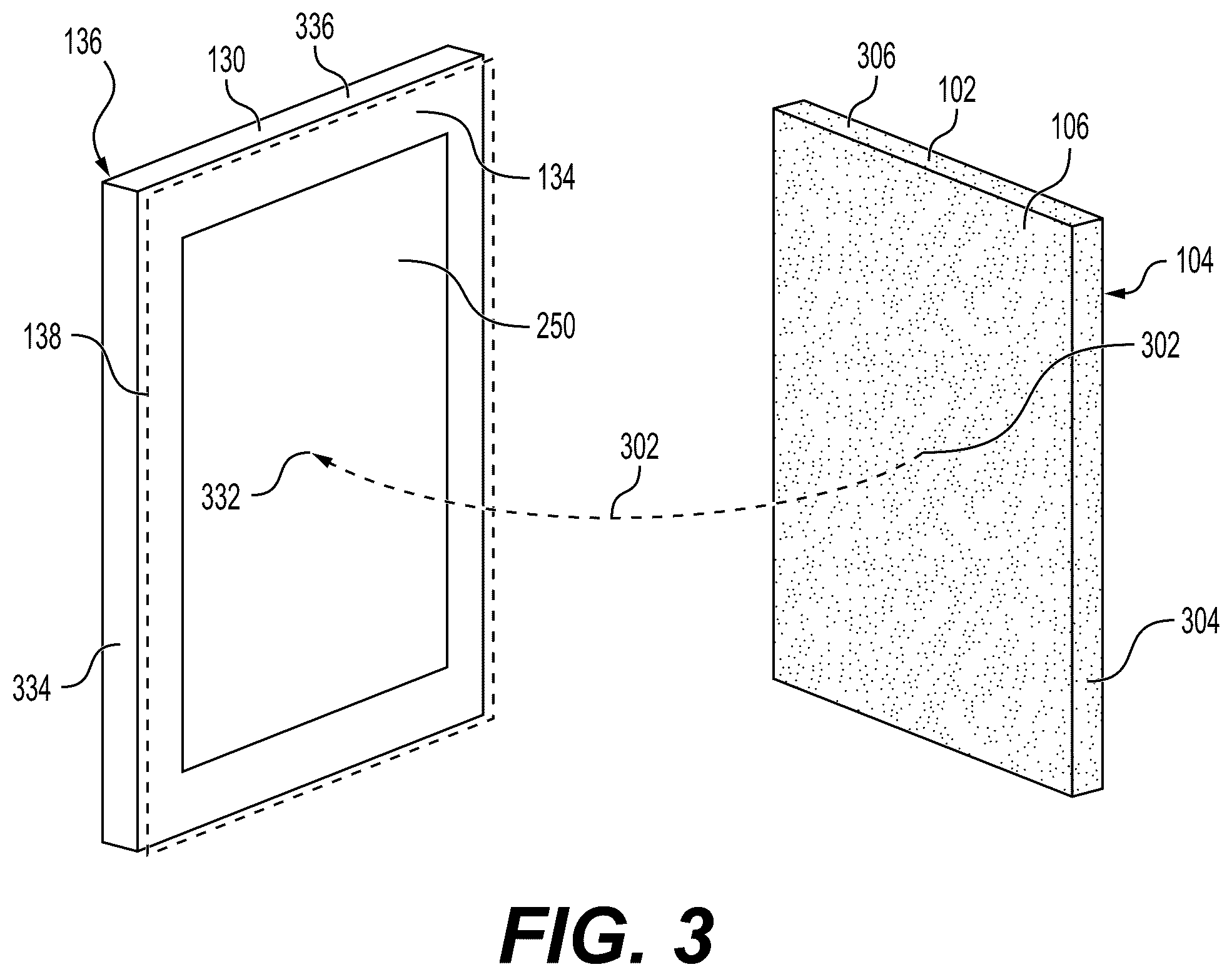 Patent US12359442 Figure 3 – Reinforced porcelain panel product for enhanced structural protection