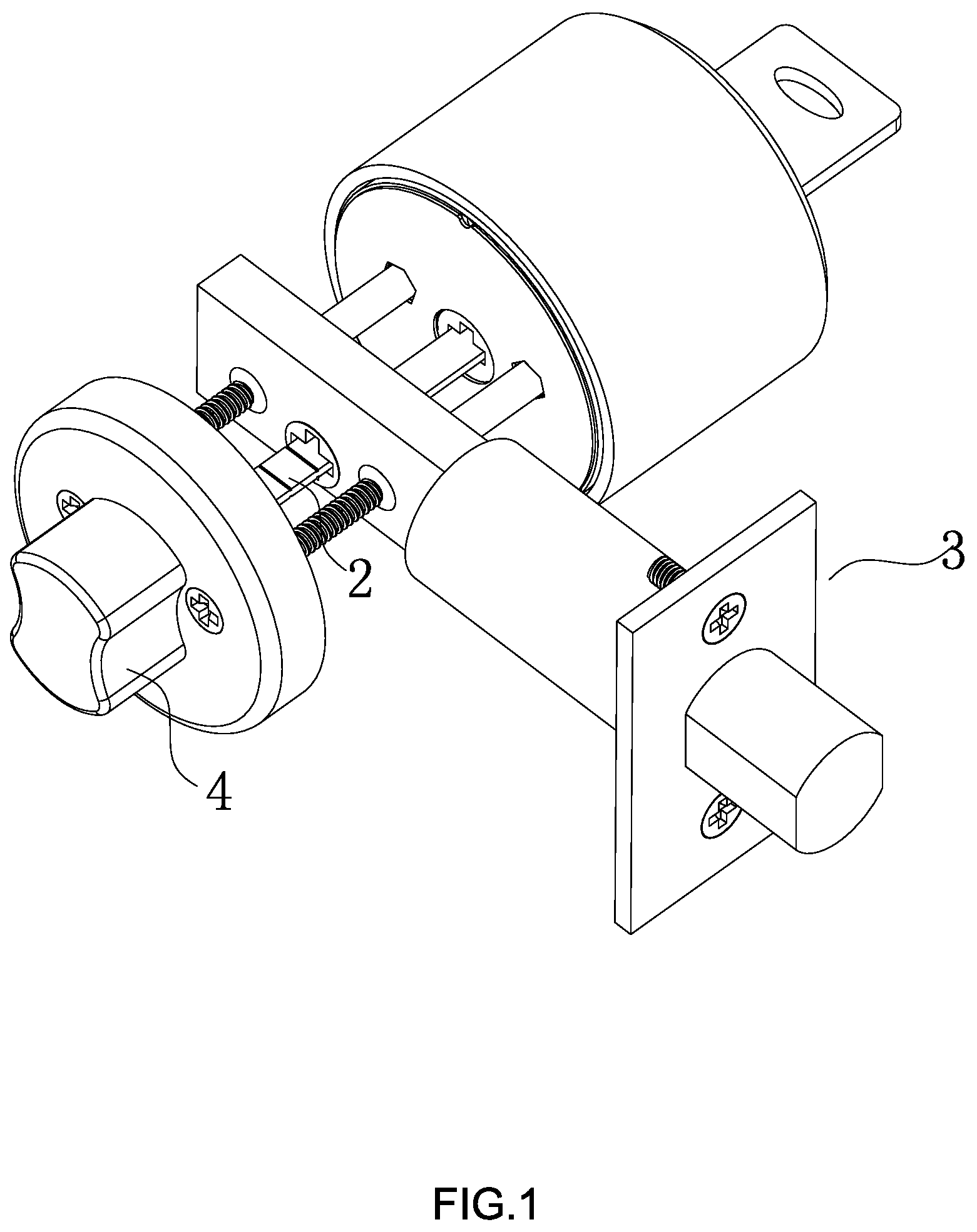 Patent US12359468 Figure 1 – Lock facilitating double-locking from outside