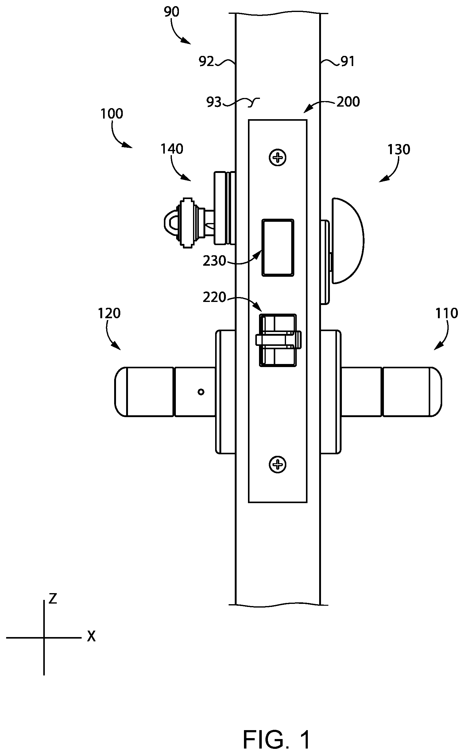 Patent US12359469 — Anti-barricade assembly — Figure 1