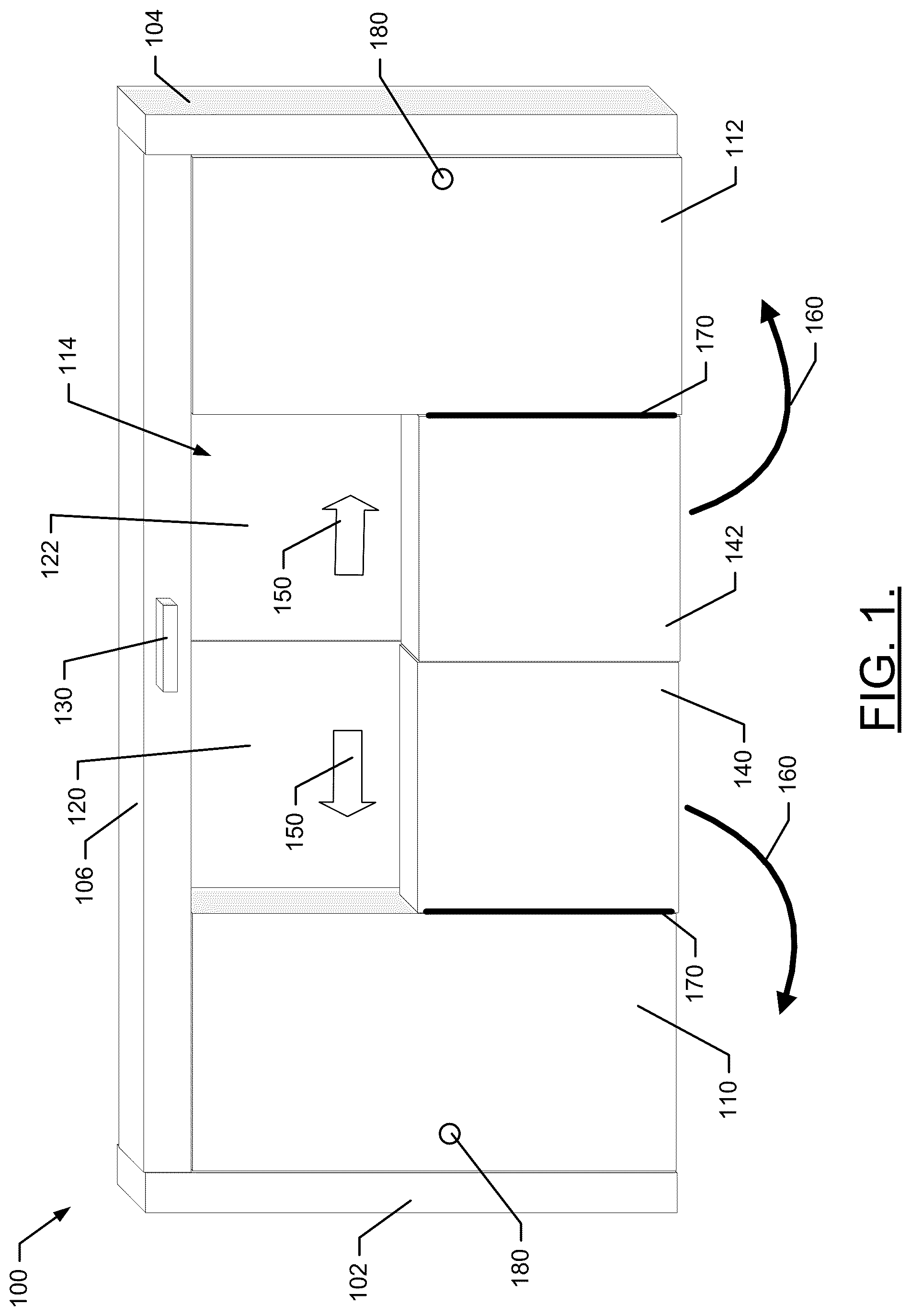 Patent US12359494 — Automatic door with a hinged swinging partial door — Figure 1