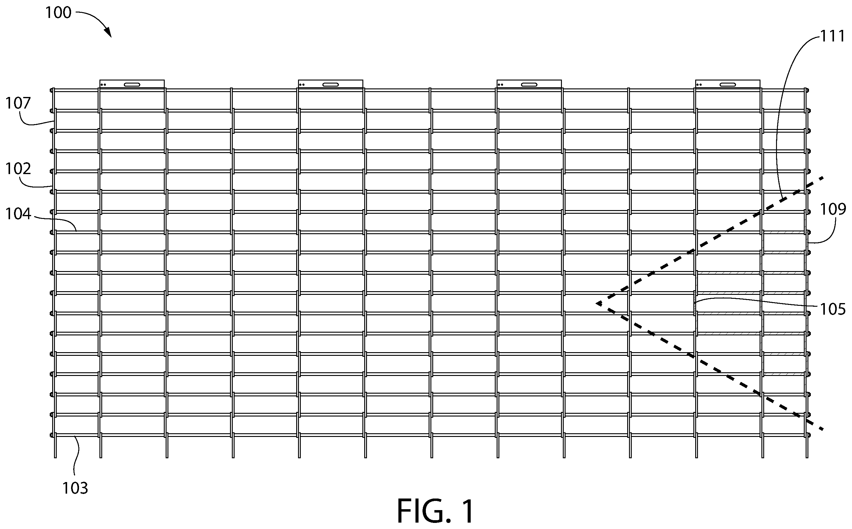 Patent US12359500 — Replacement link for a rolling grill enclosure and method thereof — Figure 1