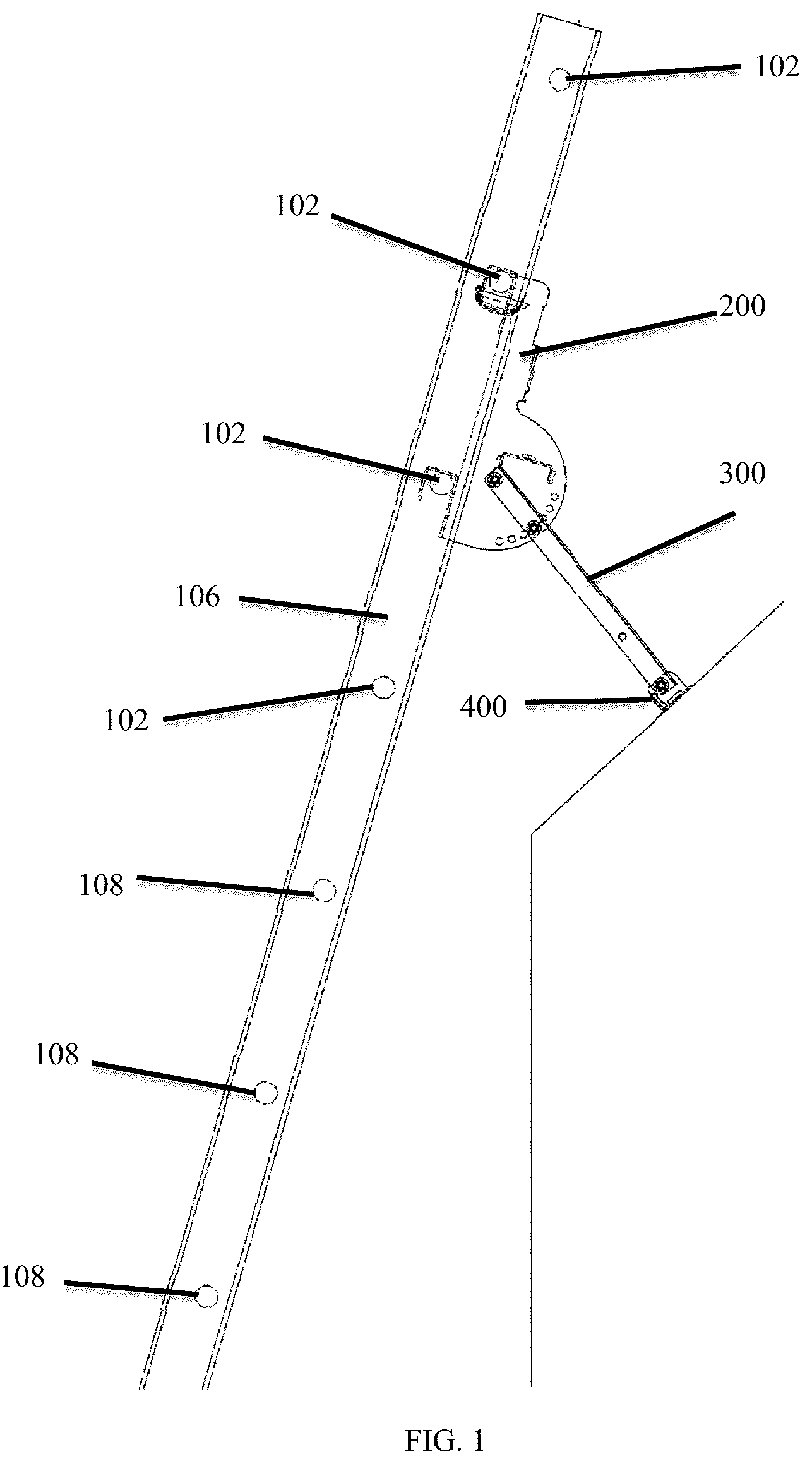 Patent US12359509 — Adjustable standoff for platform hoist — Figure 1