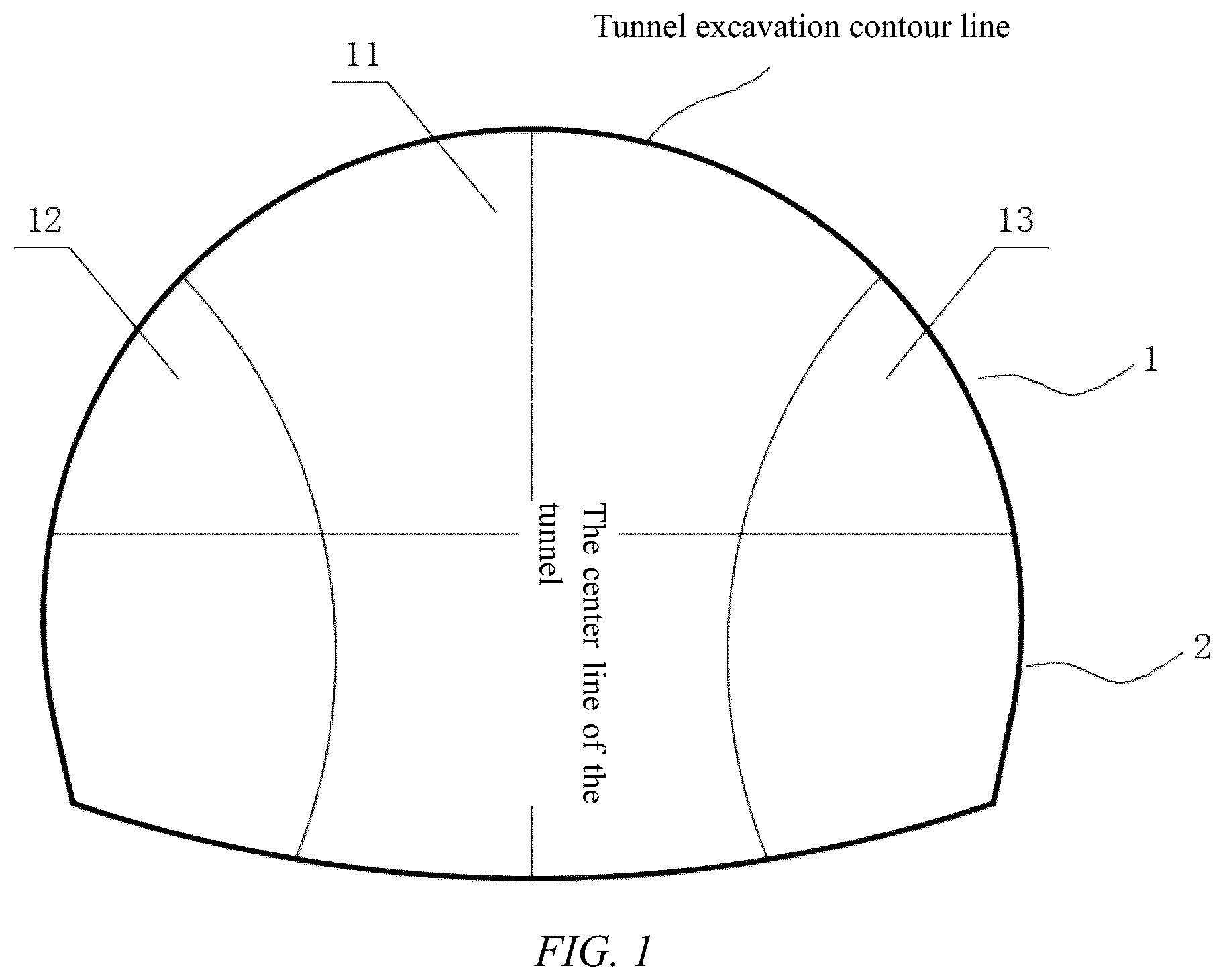 Patent US12359567 — Blast hole arrangement structure used for blasting for rheological soft-weak surrounding rock tunnel and construction method for rheological soft-weak surrounding rock tunnel — Figure 1