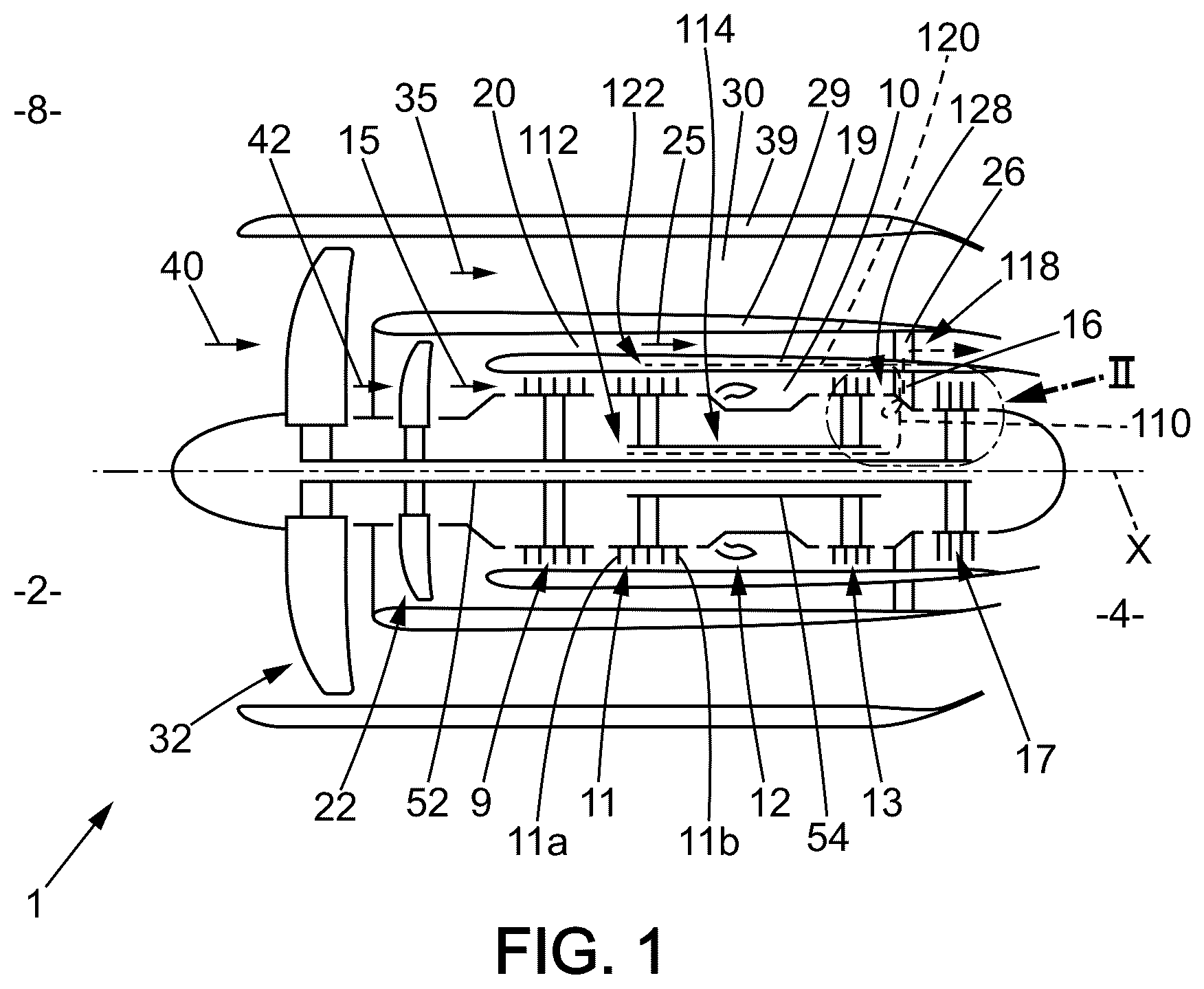 Patent US12359580 — Turbine engine for an aircraft — Figure 1