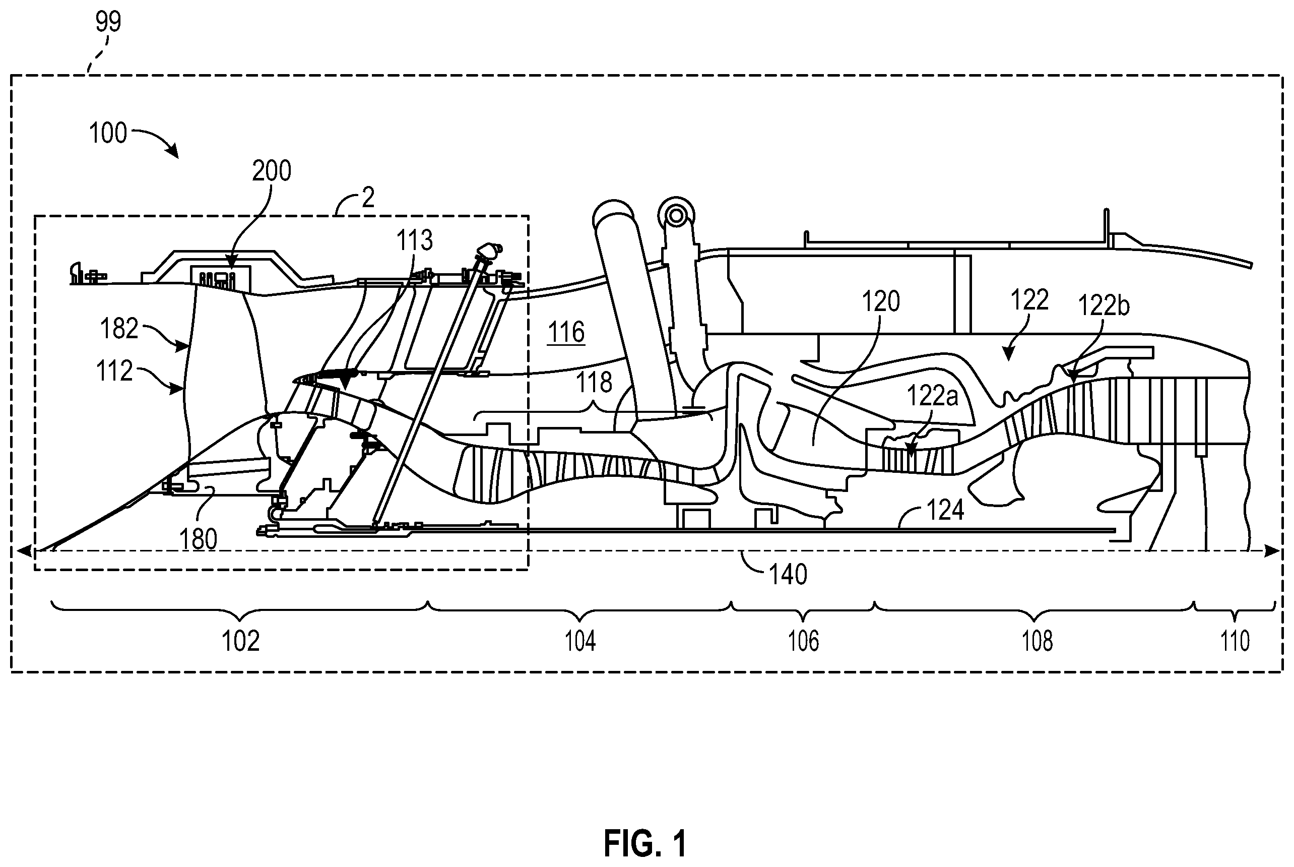 Patent US12359584 — Acoustic engine casing for gas turbine engine — Figure 1