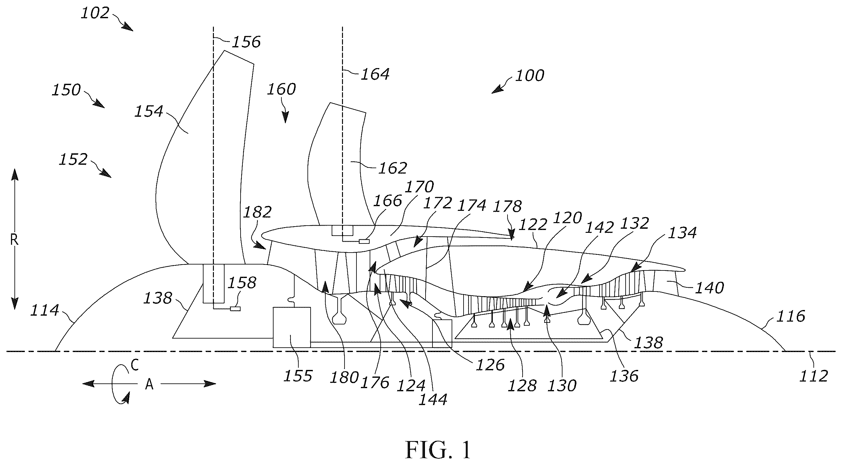 Patent US12359588 — Aircraft engine aeromechanical instability detection — Figure 1