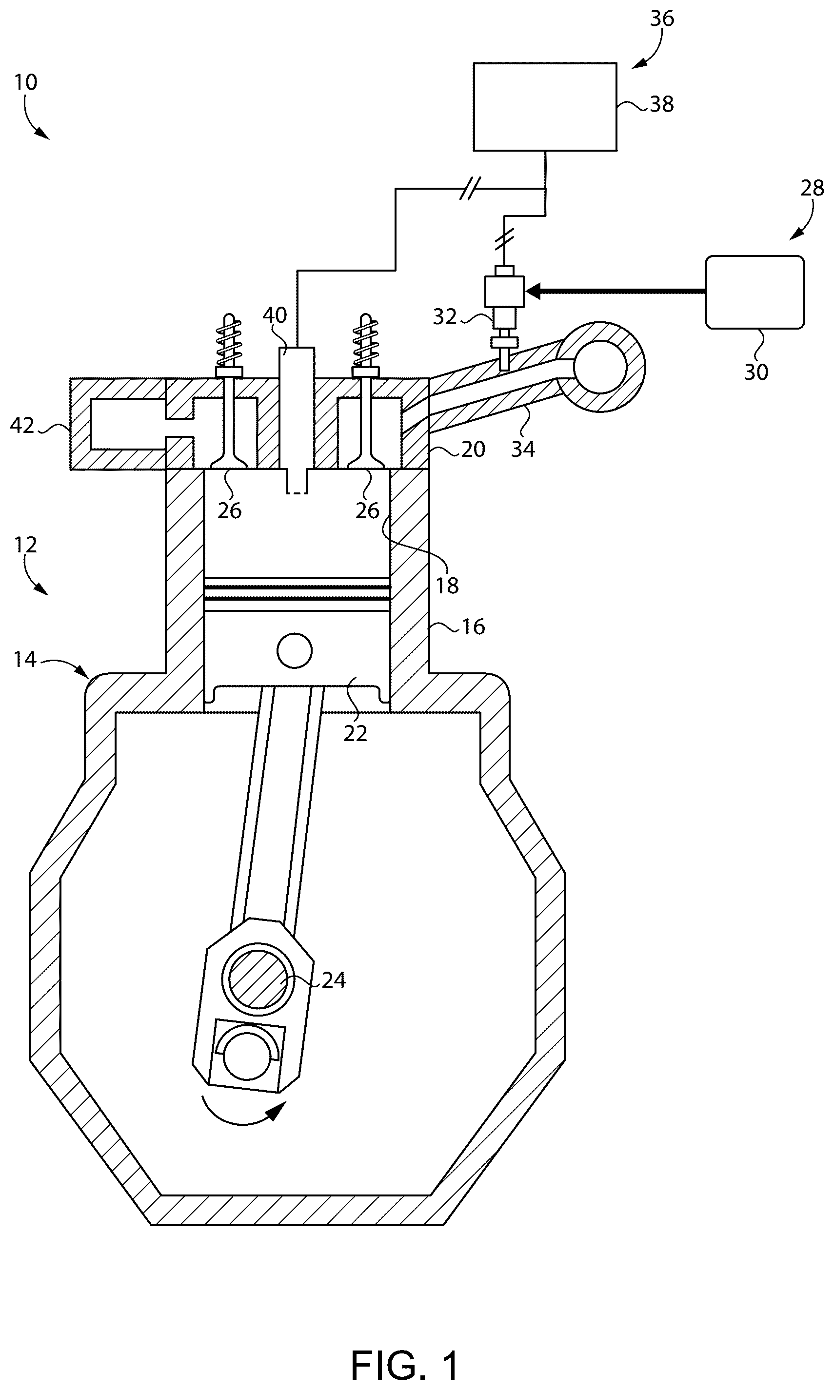 Patent US12359609 — Extended-life prechamber sparkplug for engine system and engine system operating method — Figure 1