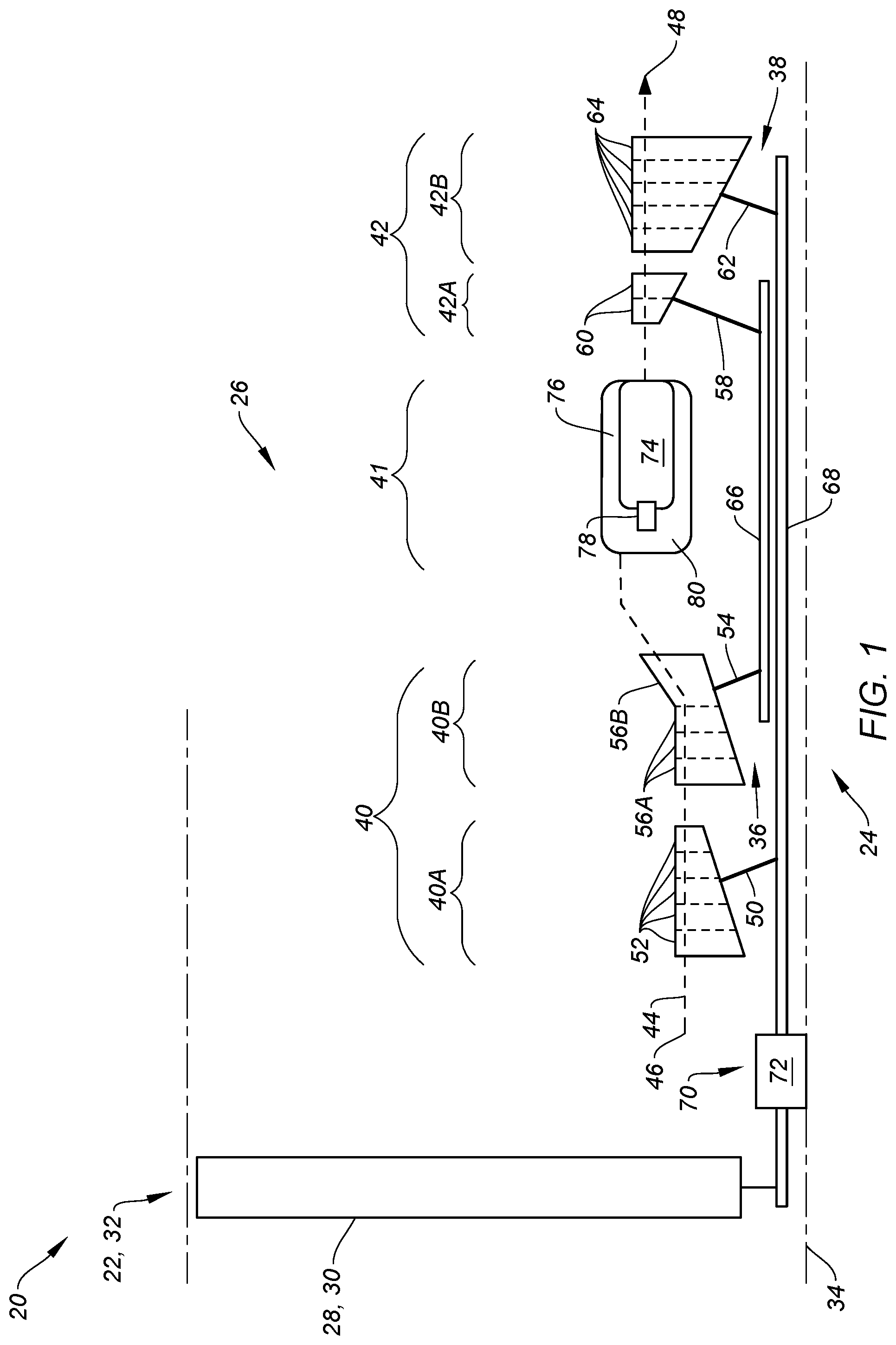 Patent US12359615 Figure 1 – Separating airflows within a turbine engine