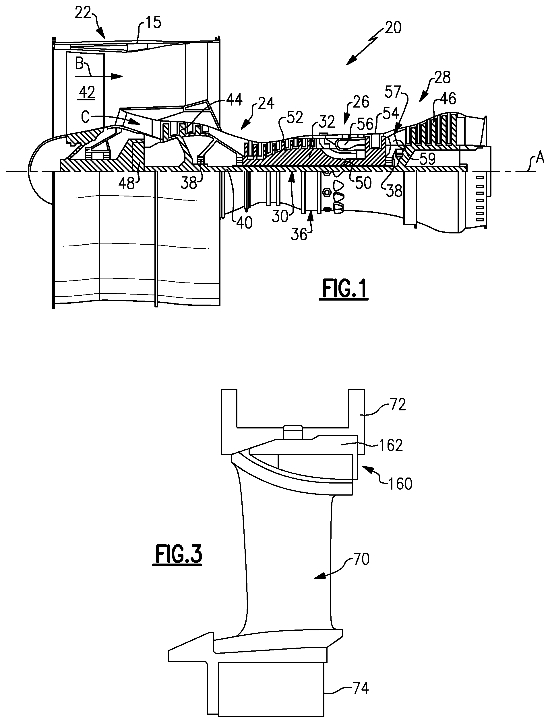 Patent US12359622 — Vane support system — Figure 1
