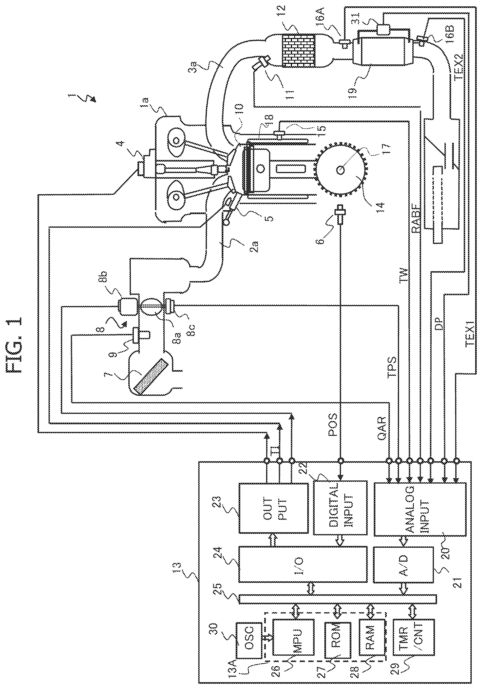 Patent US12359636 Figure 1 – Internal-combustion engine control device and filter regeneration method