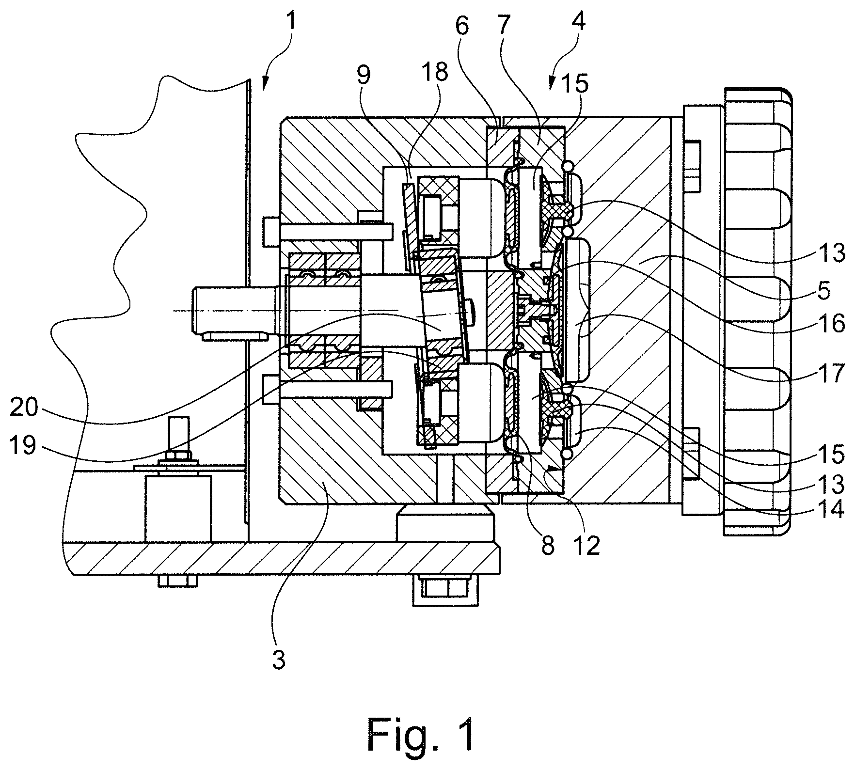 Patent US12359664 — Tightening device for a device for conveying fluid and a device for conveying fluid — Figure 1