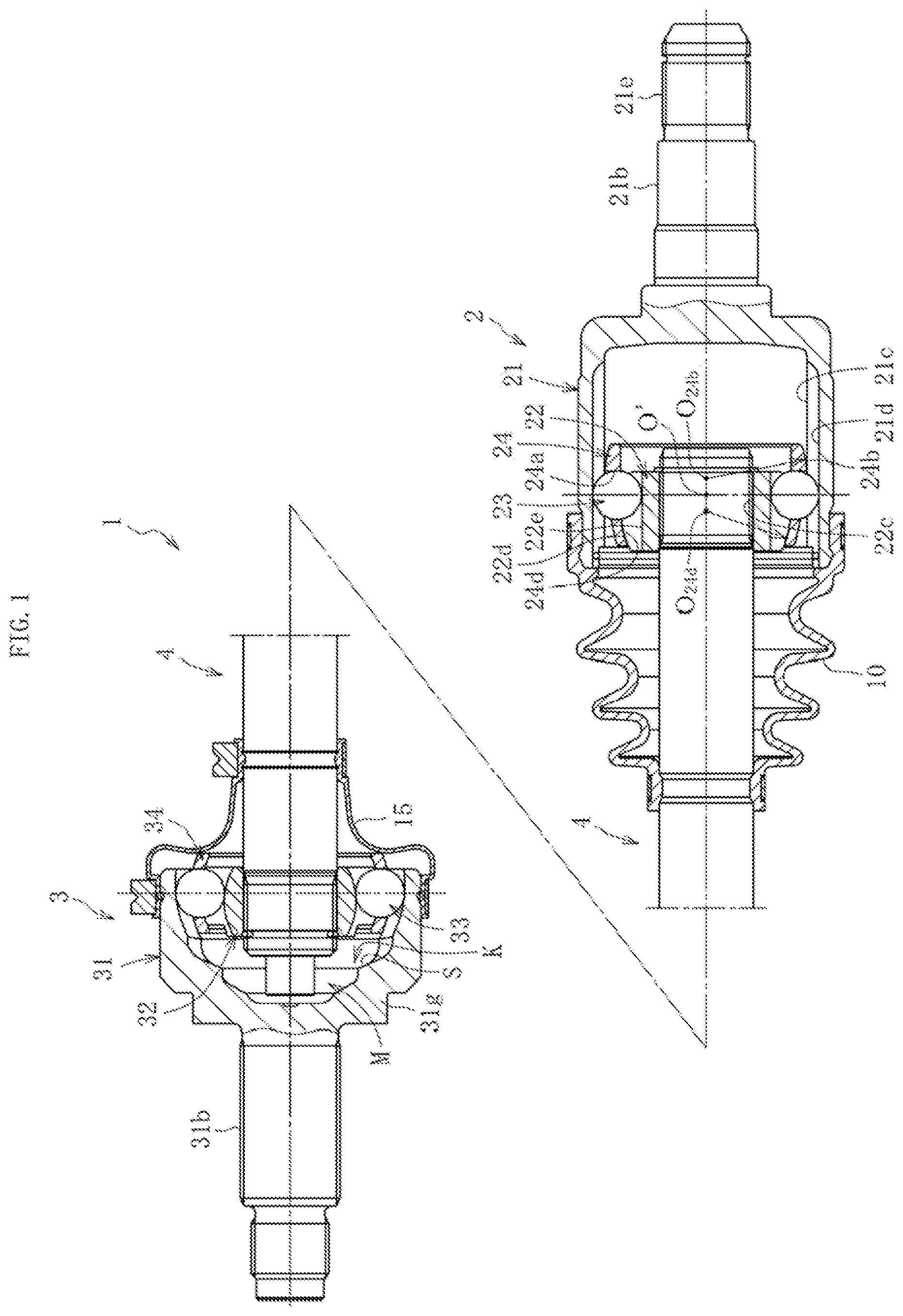Patent US12359695 — Fixed-type constant velocity universal joint — Figure 1