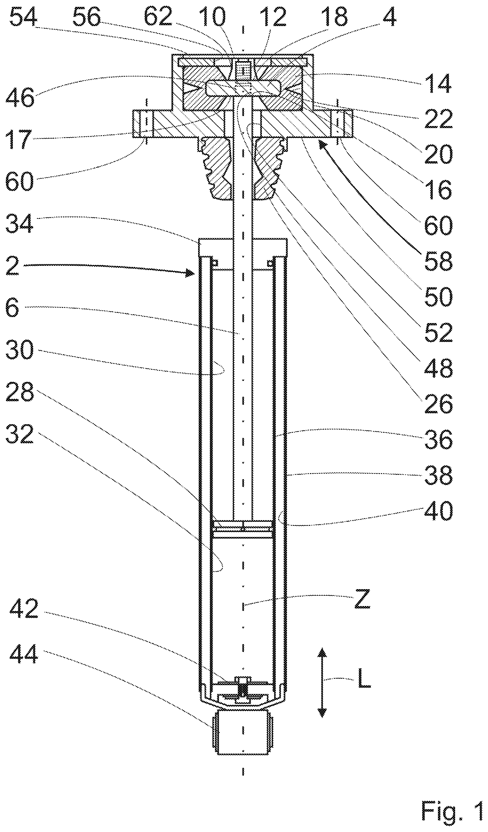 Patent US12359704 Figure 1 – Damper for an air spring