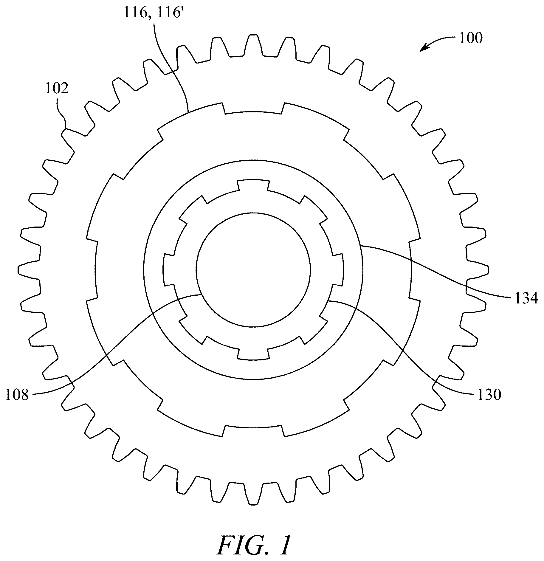 Patent US12359712 — Combined material gear — Figure 1