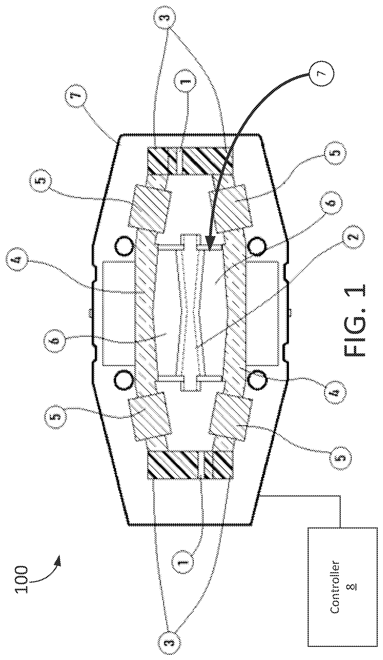 Patent US12359742 — Controlling shot peening device via magnetic arrangement — Figure 1