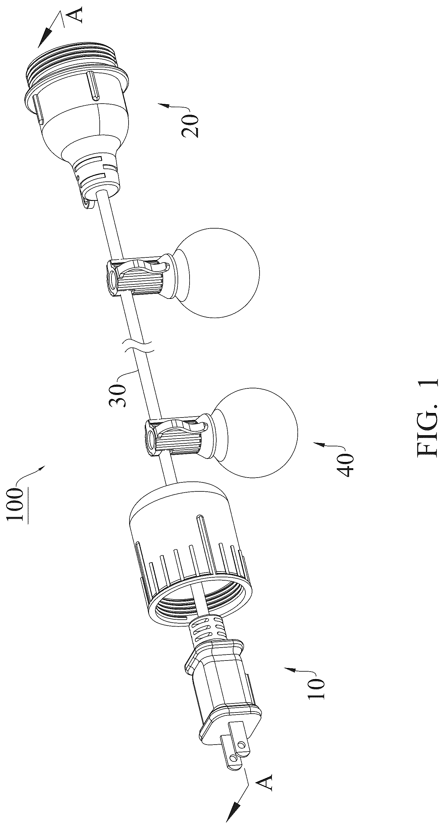 Patent US12359801 — Light string with waterproof structure — Figure 1