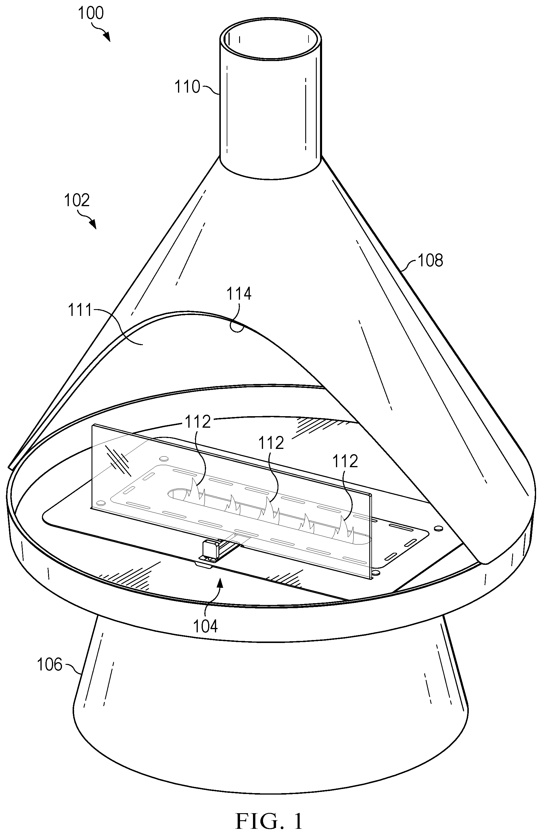 Patent US12359805 — Burner system with integrated shutter and spaced apart fill port — Figure 1
