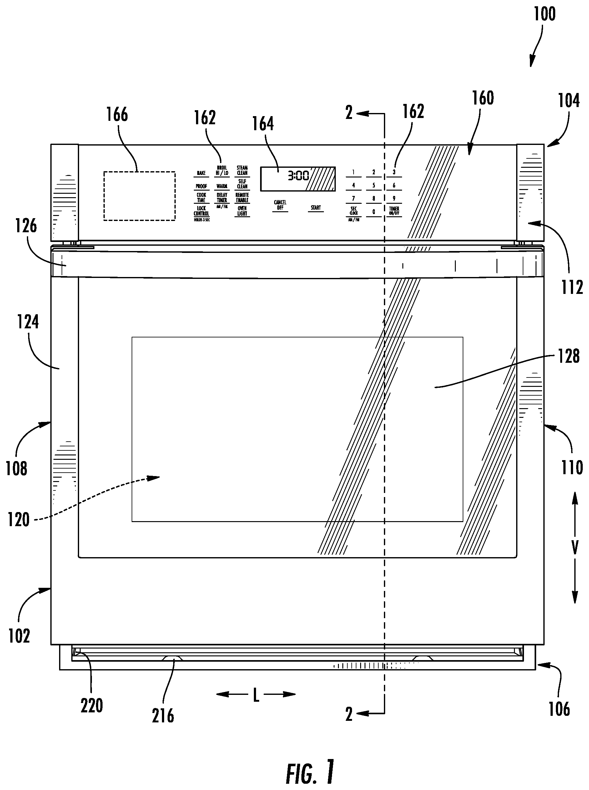 Patent US12359825 Figure 1 – Mesh screen to prevent access to hot surfaces within an oven appliance