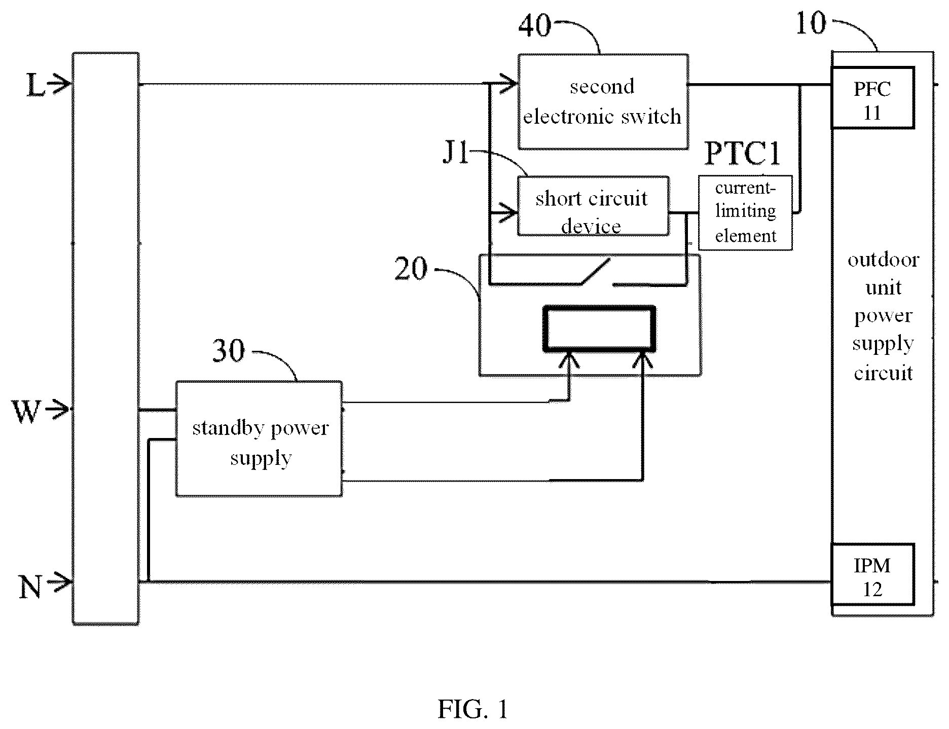 Patent US12359839 Figure 1 – Control circuit for air conditioner outdoor unit, electric control component and air conditioner