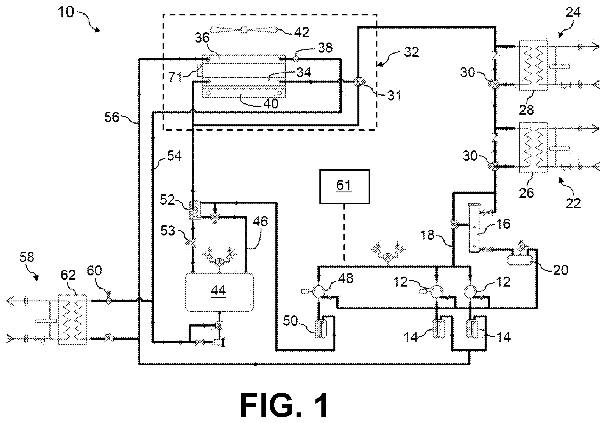 Patent US12359854 — Gas cooler assembly for transcritical refrigeration system — Figure 1