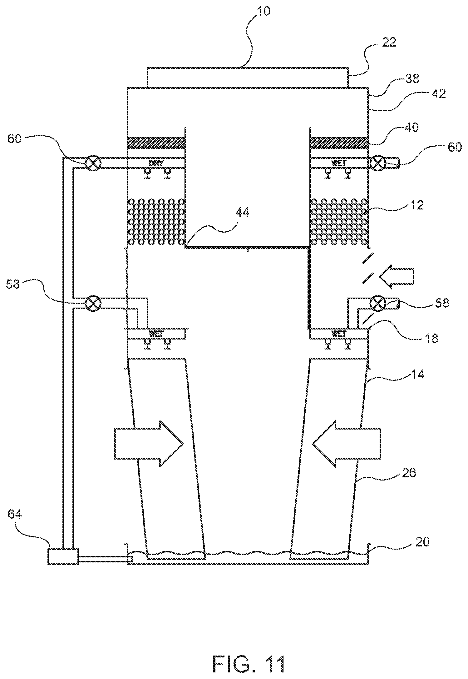 Patent US12359874 Figure 11 – Multiple mode hybrid heat exchanger