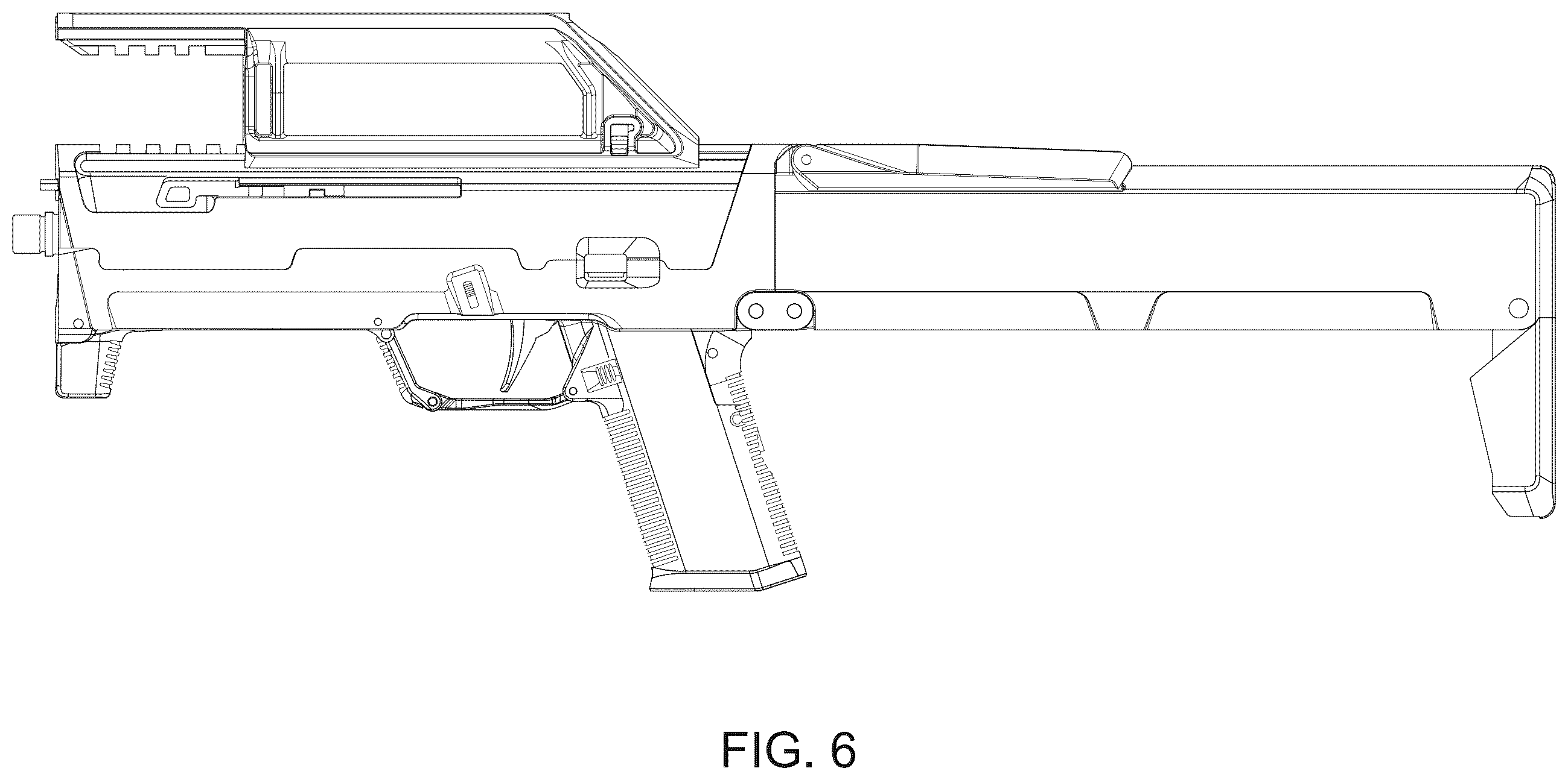 Patent US12359889 Figure 6 – Foldable firearm