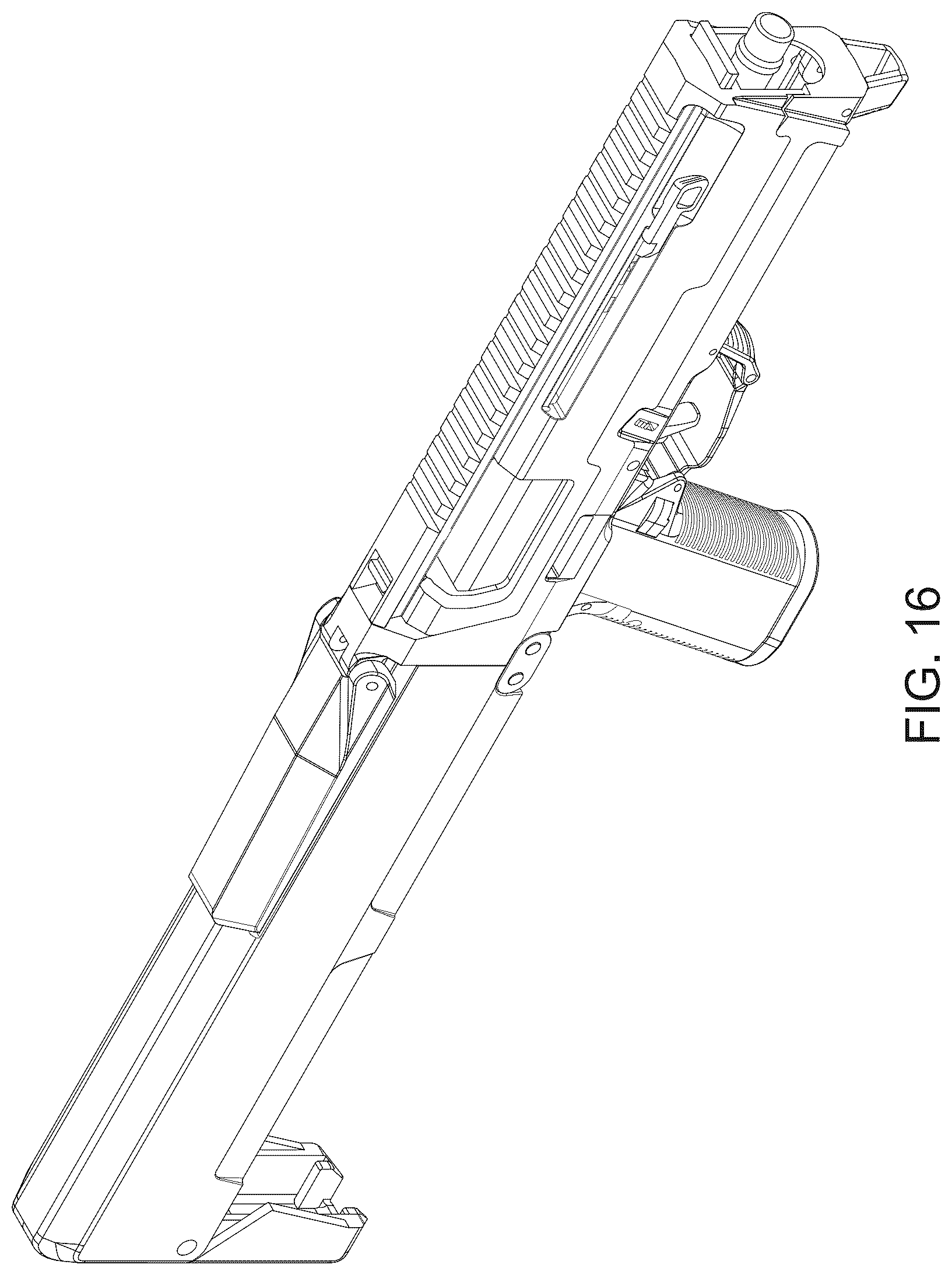 Patent US12359889 Figure 16 – Foldable firearm
