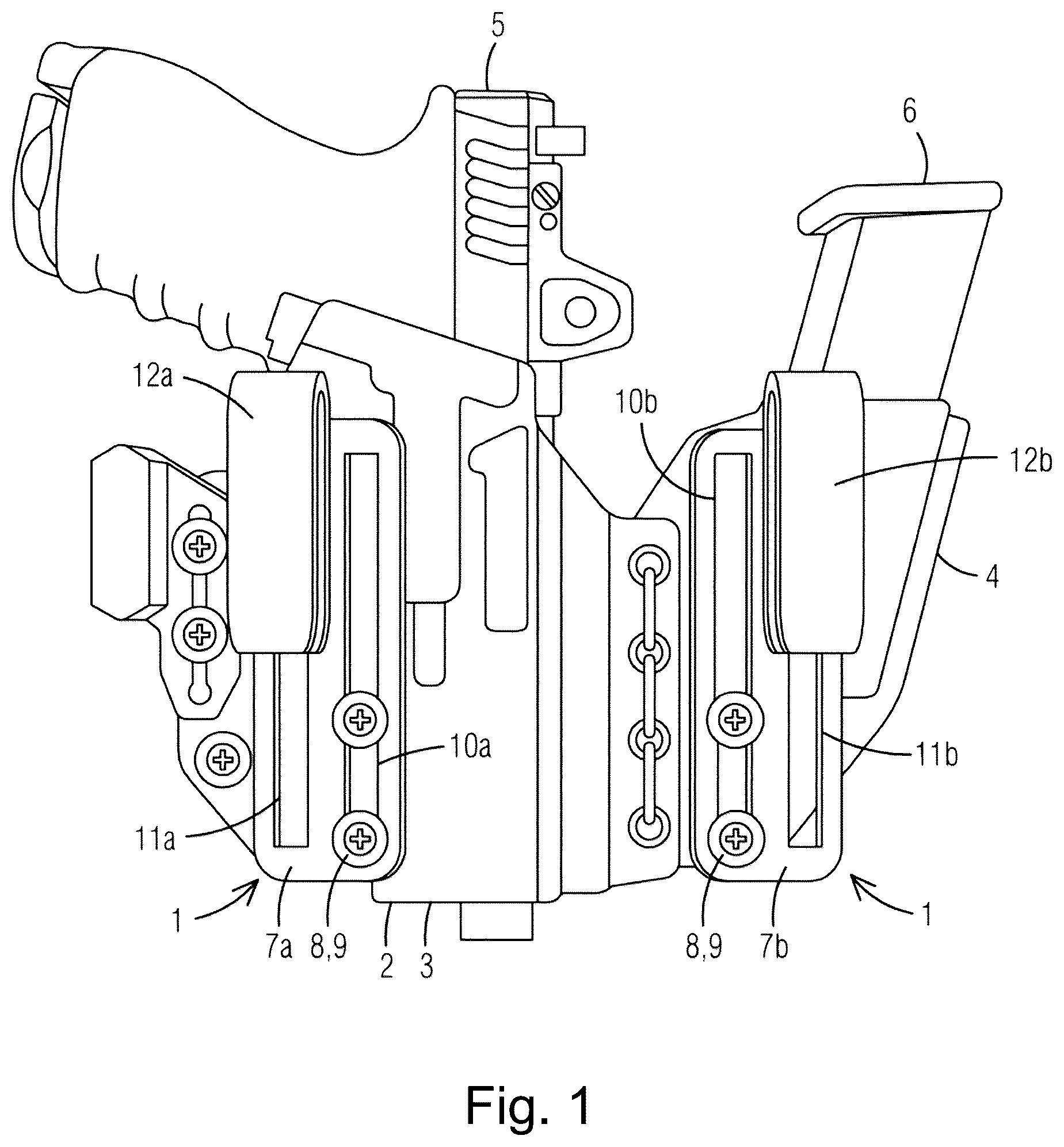 Patent US12359891 — Adjustable clip system for holsters and sheaths — Figure 1