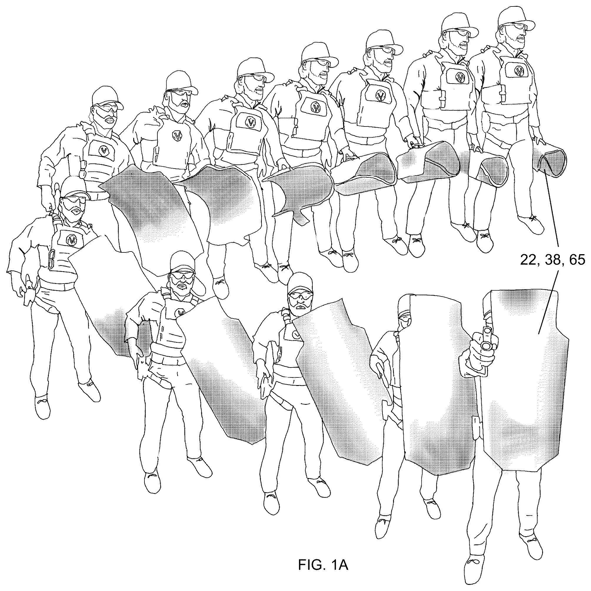 Patent US12359895 — Compact handgun protection ballistic shield — Figure 1