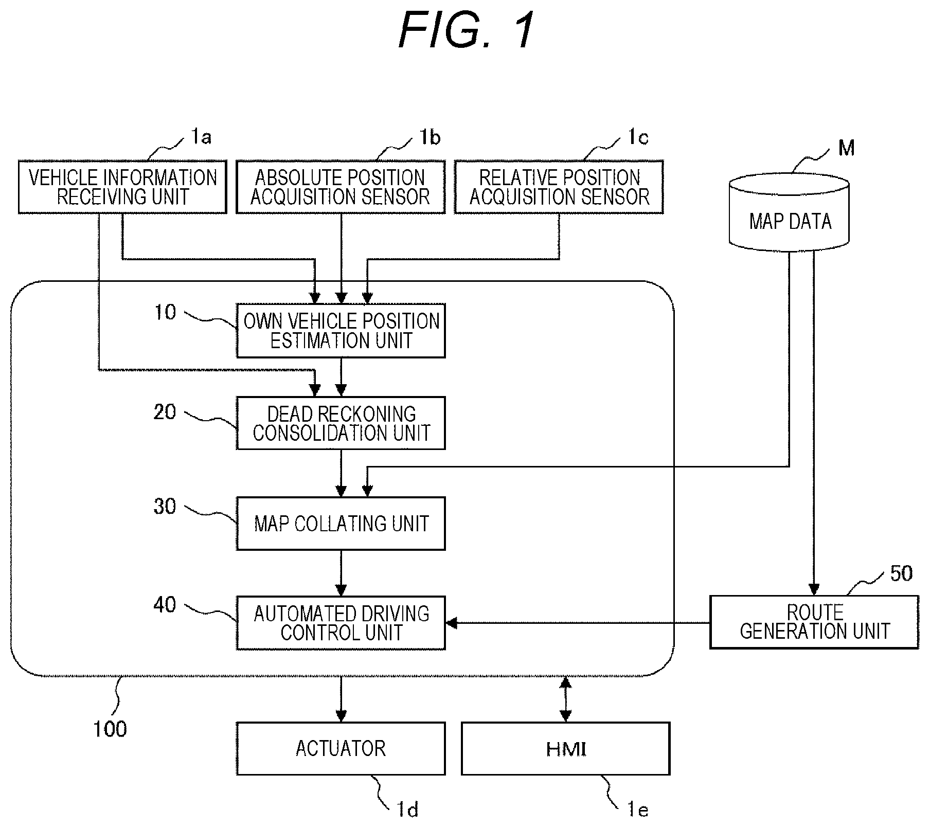 Patent US12359921 — Vehicle control device and host vehicle position estimation method — Figure 1