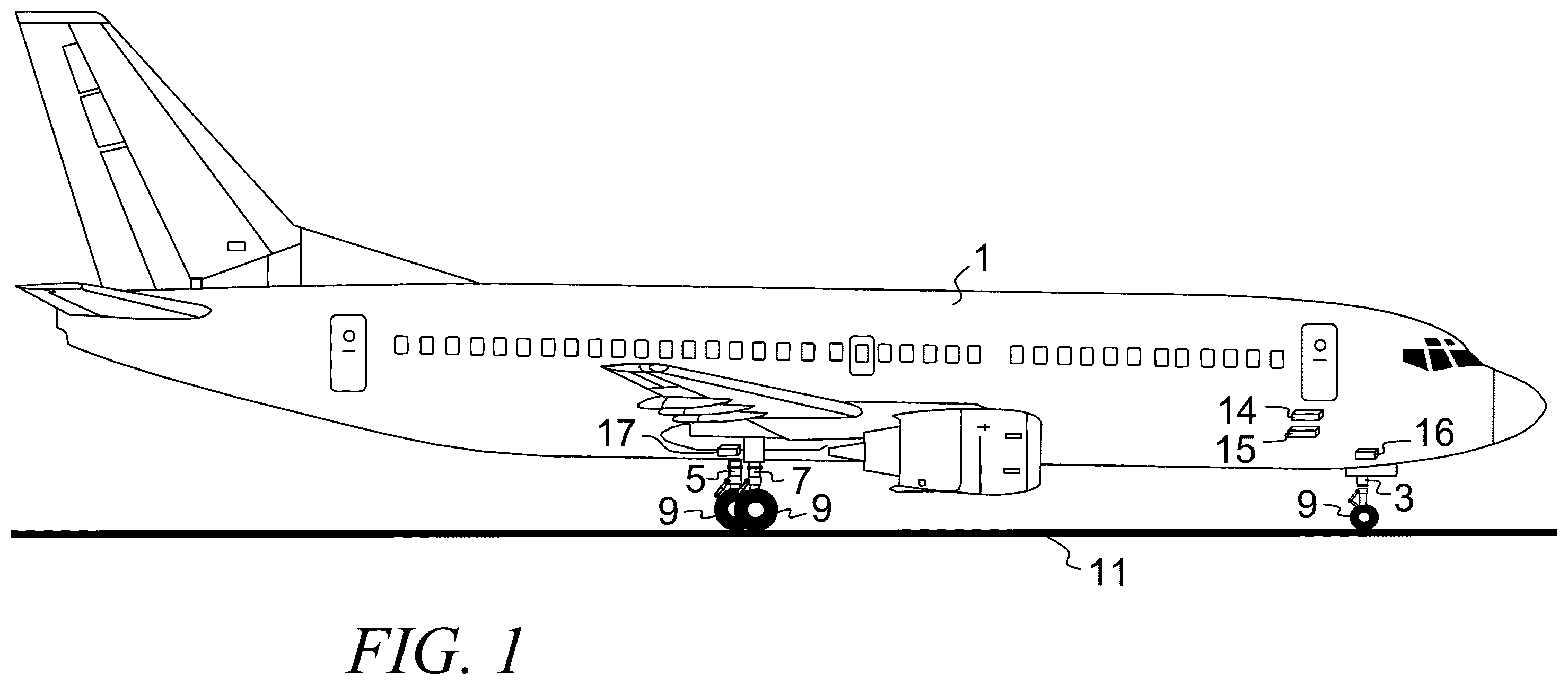 Patent US12359961 — Method and system for increasing the accuracy of aircraft weight and associated center of gravity determinations — Figure 1