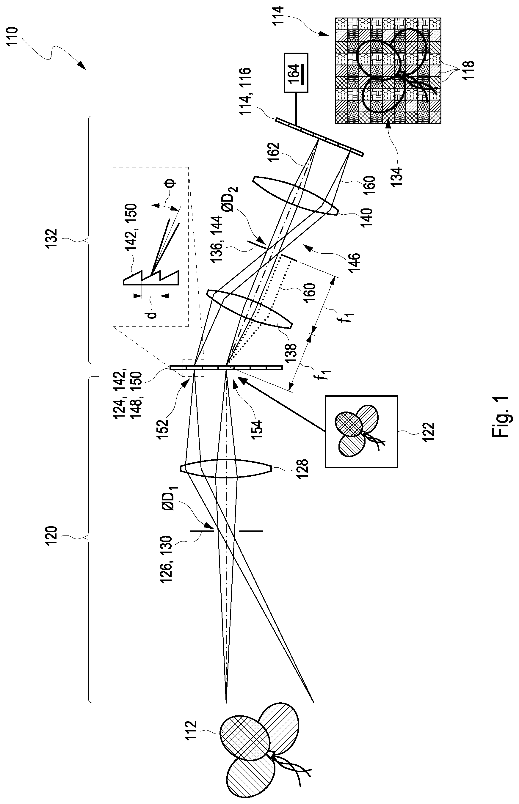 Patent US12360036 — Imaging device for imaging at least one object — Figure 1