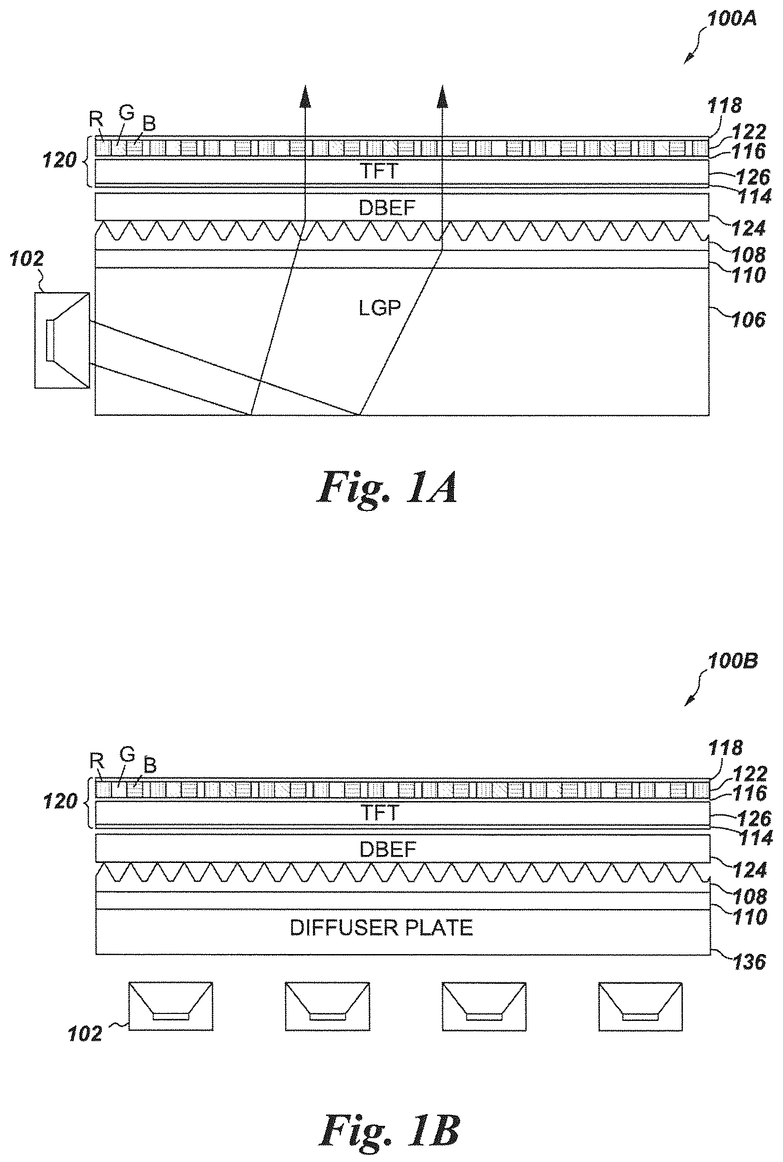 Patent US12360306 — Devices containing a remote phosphor package with red line emitting phosphors and green emitting quantum dots — Figure 1