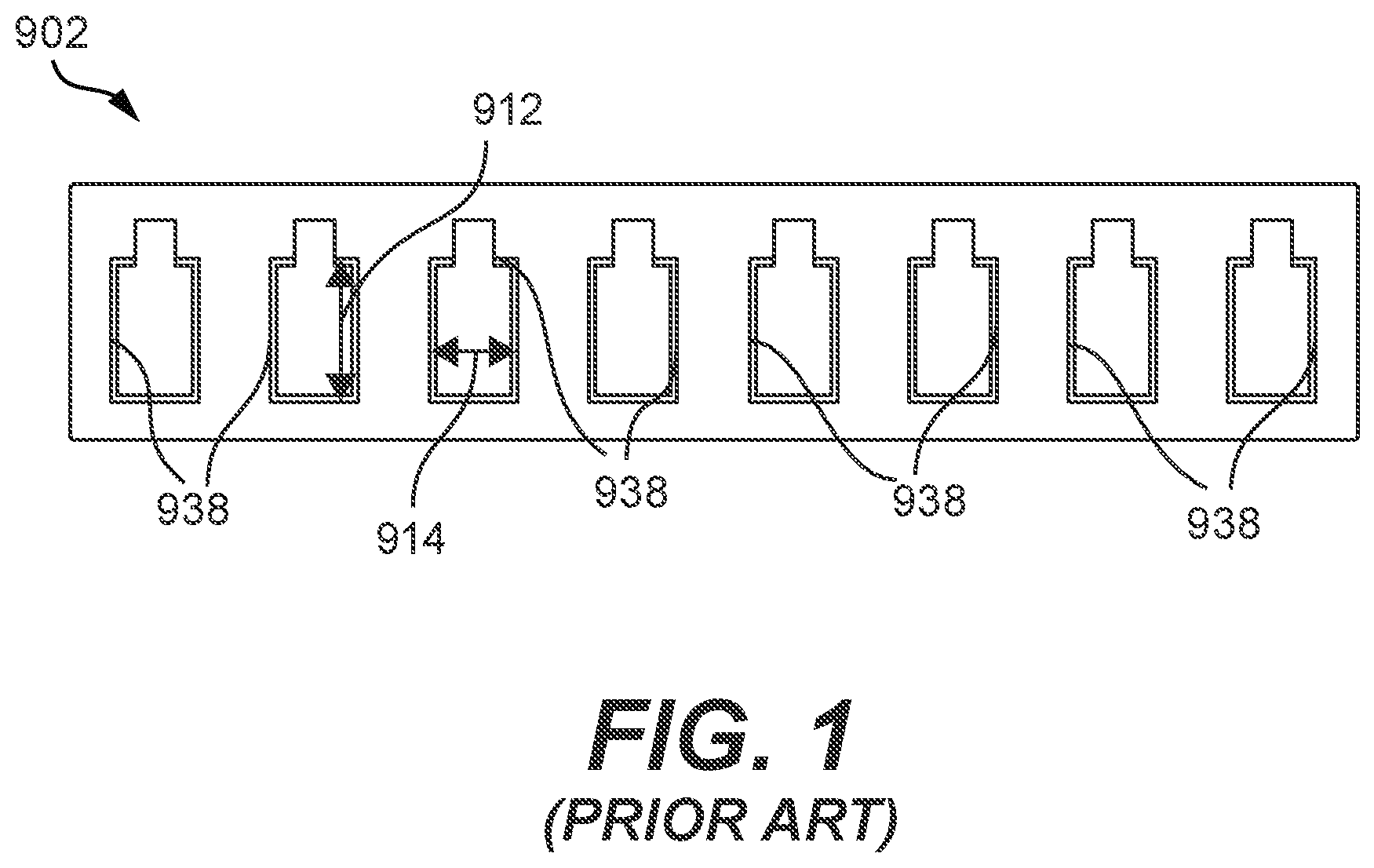 Patent US12360325 — Connector storage for securely holding an unused fiber optic connector while minimizing the contact area between the connector storage and the connector — Figure 1