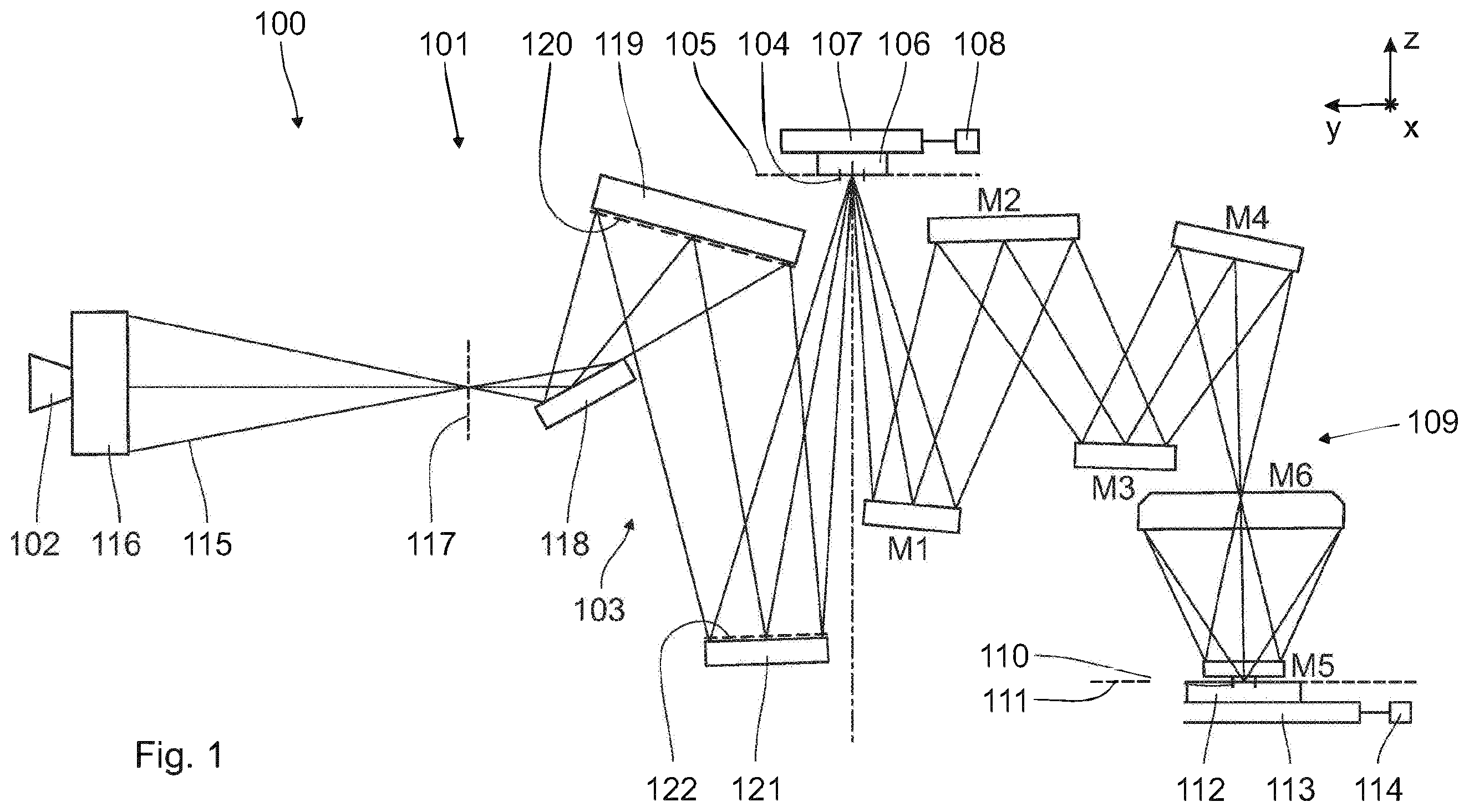 Patent US12360459 — Optical assembly, method for deforming an optical element, and projection exposure system — Figure 1