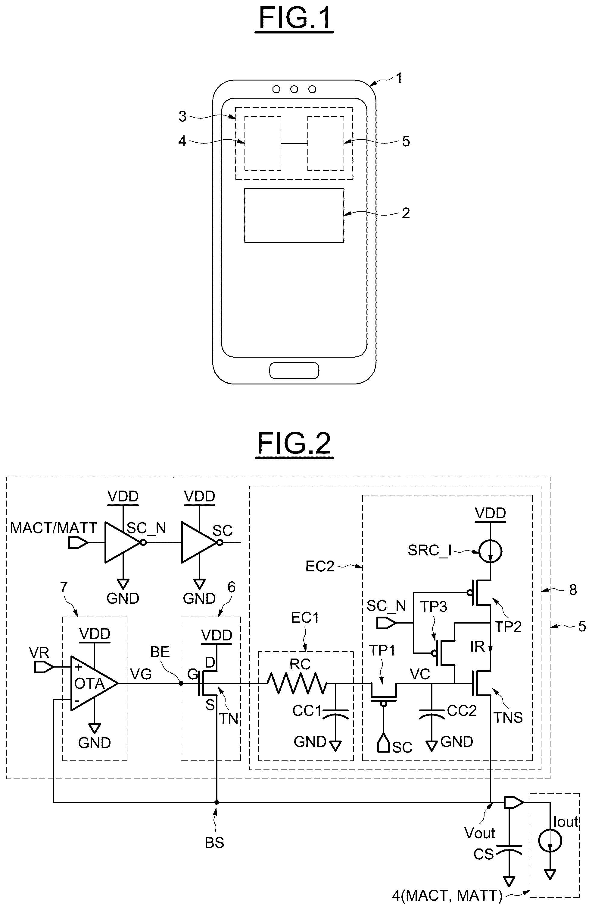 Patent US12360546 — Low-dropout voltage regulation device having compensation circuit to compensate for voltage overshoots and undershoots when changing between activity mode and standby mode — Figure 1