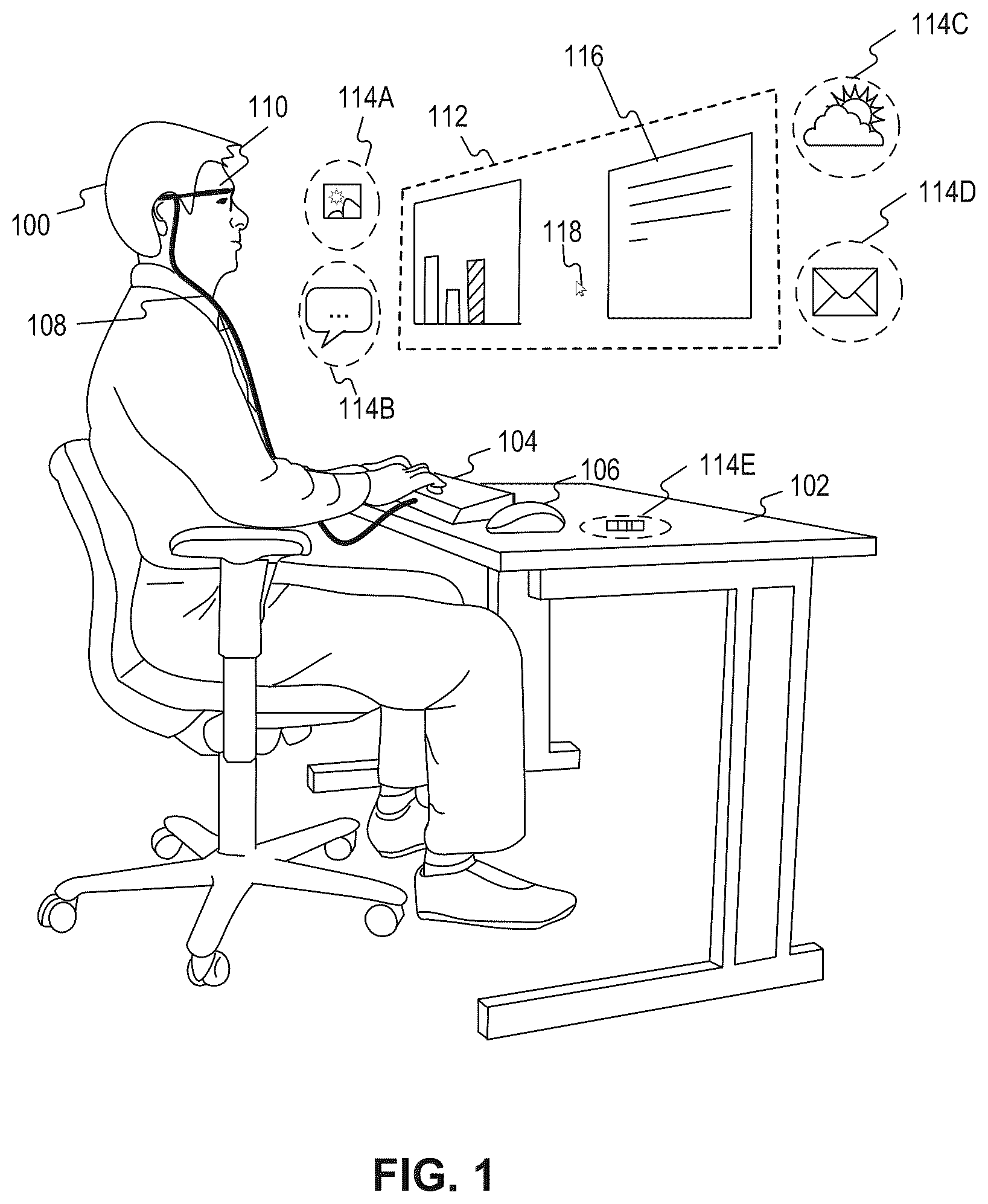 Patent US12360558 — Altering display of virtual content based on mobility status change — Figure 1