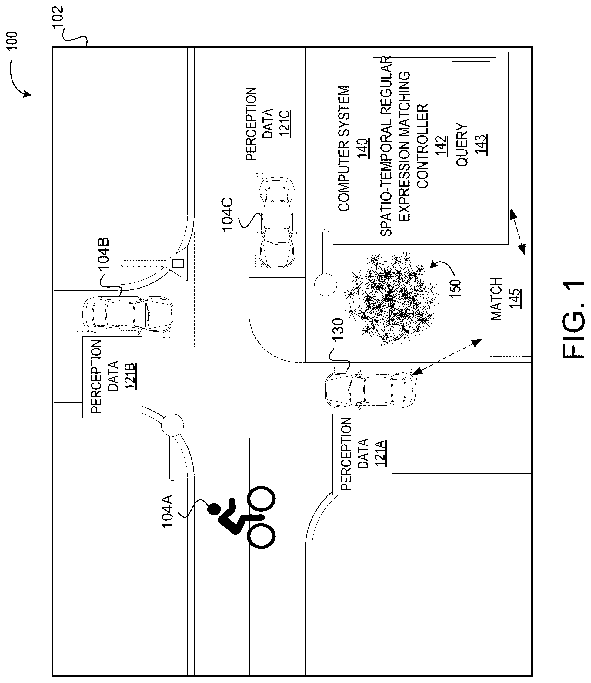 Patent US12361086 — Methods and systems for spatio-temporal regular expression matching — Figure 1