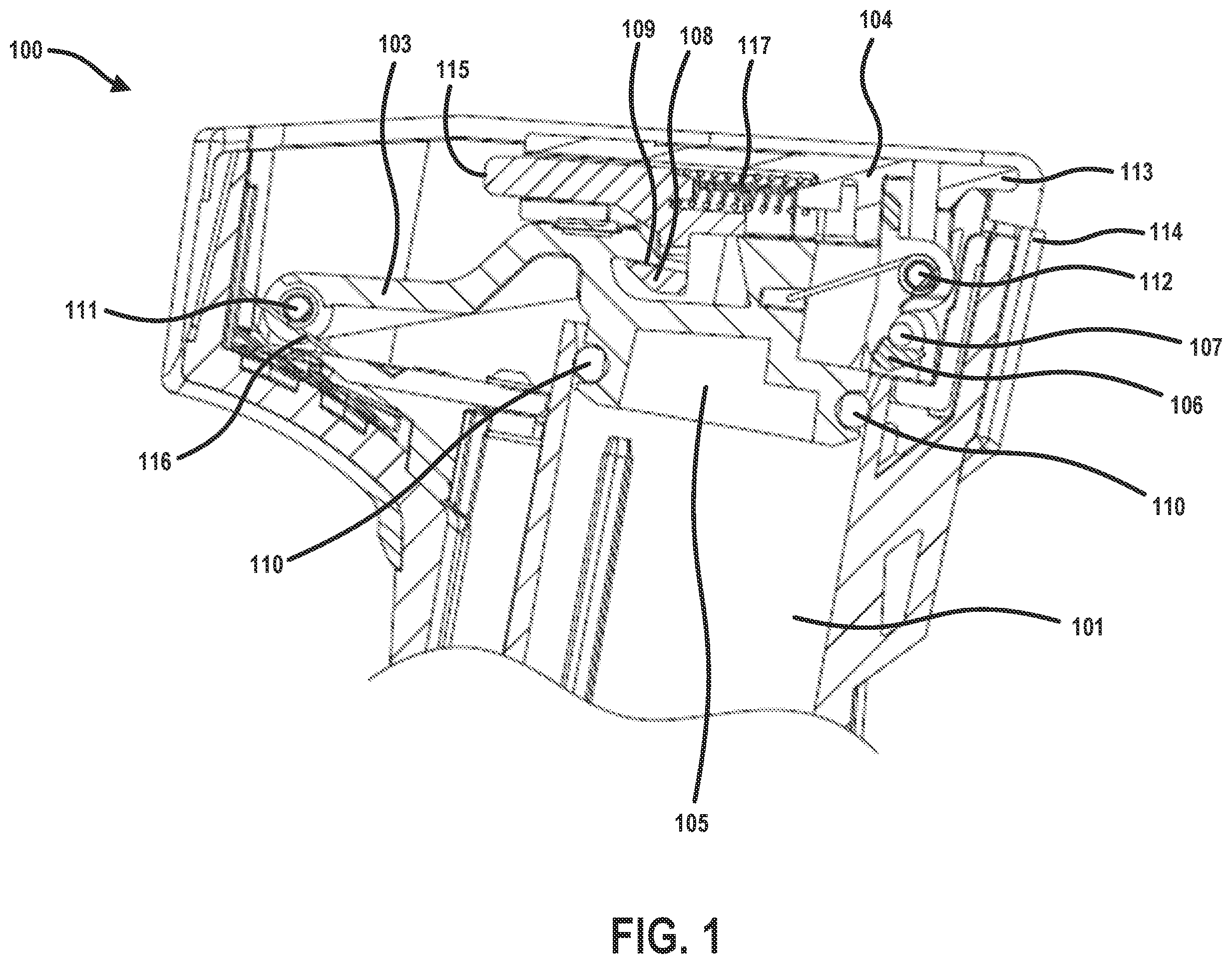 Patent US12361243 — Battery latch assembly with a plurality of latch points for robust impact protection in barcode-reading devices — Figure 1
