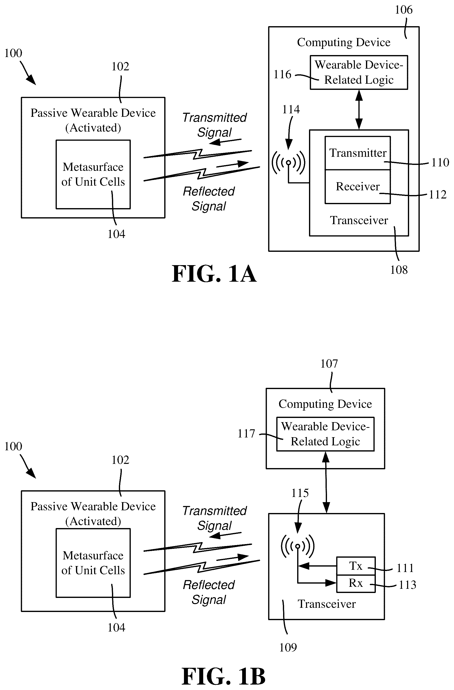 Patent US12361254 — Activation and deactivation detection for a passive wearable metasurface using a segmented ground plane — Figure 1