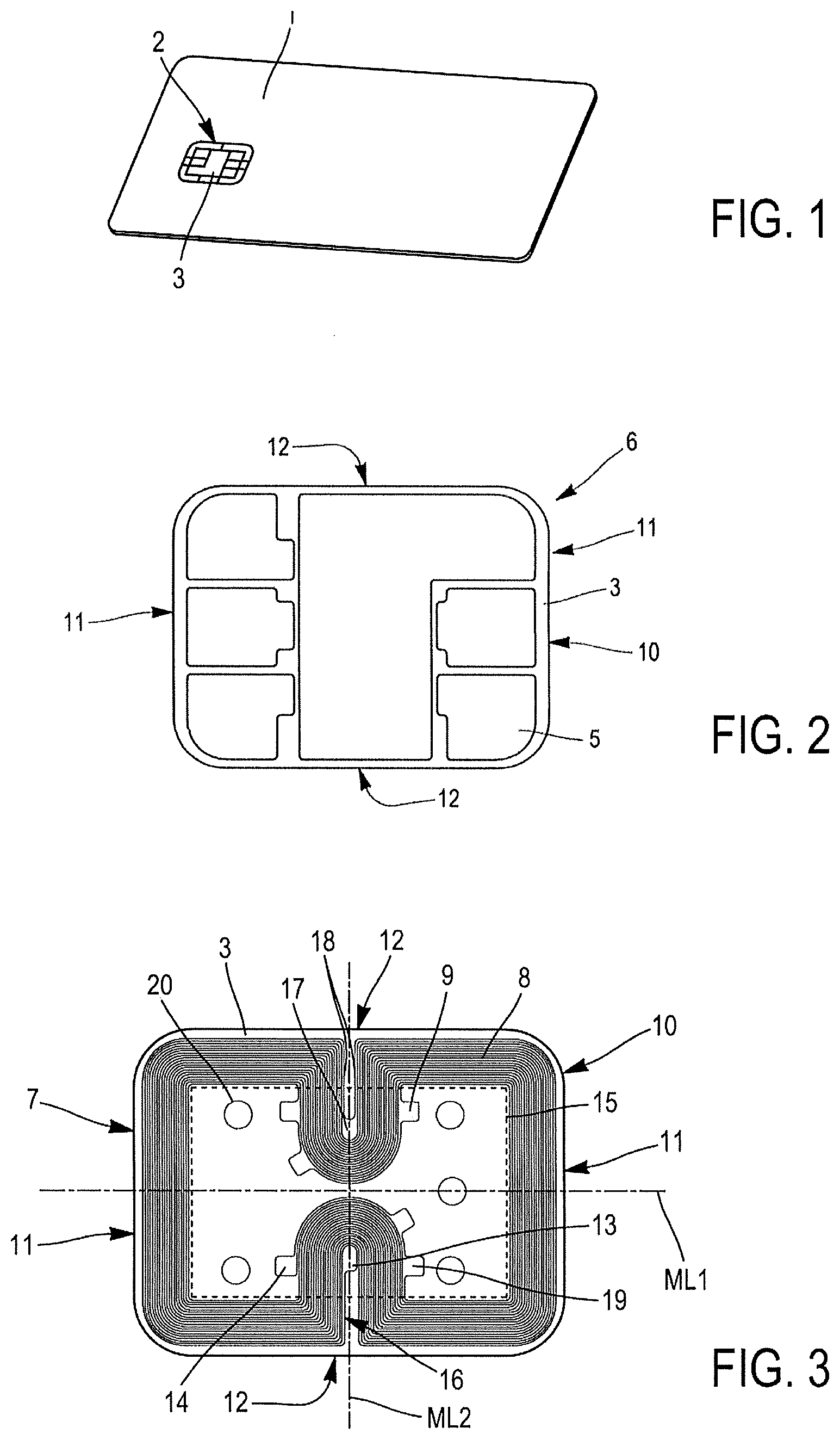 Patent US12361257 — Electrical circuit for a smart card chip module, smart card chip module and method for manufacturing a smart card chip module — Figure 1
