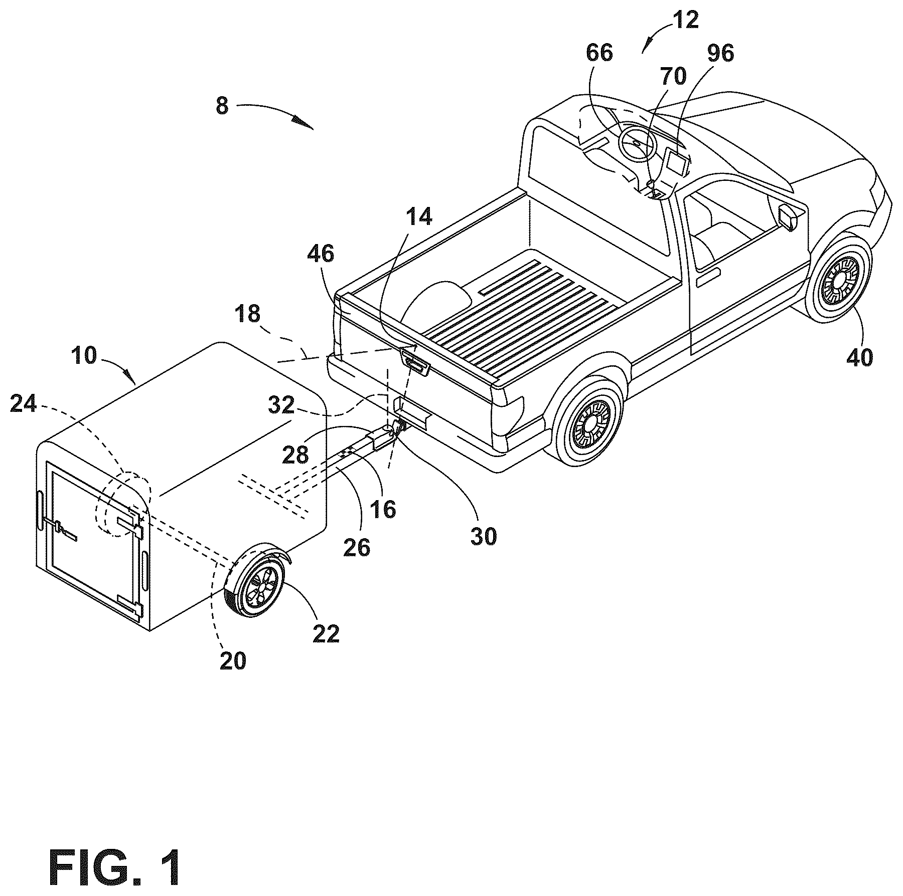 Patent US12361589 — Trailer height and hitch ball calculation — Figure 1