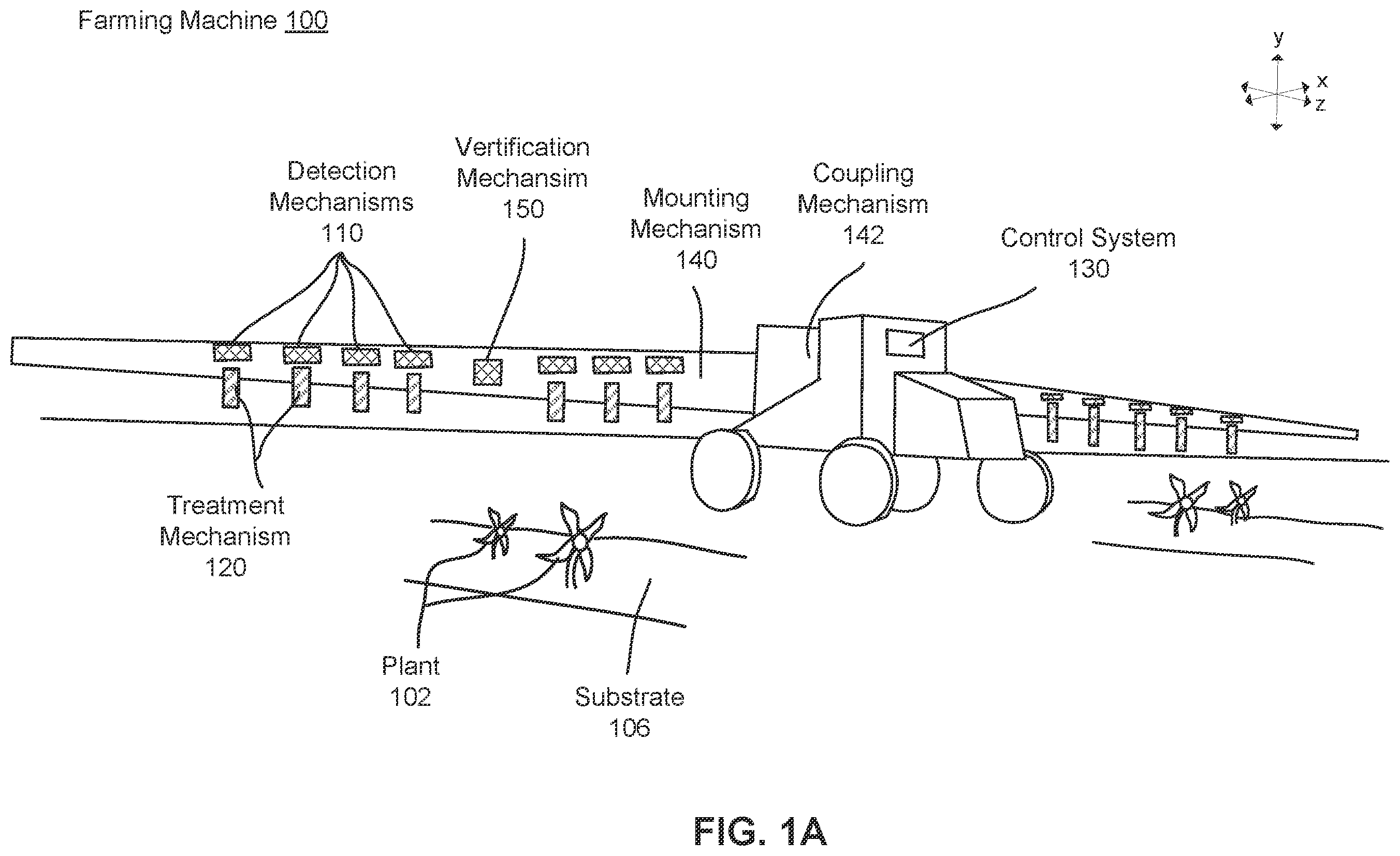 Patent US12361593 — Camera array calibration in a farming machine — Figure 1