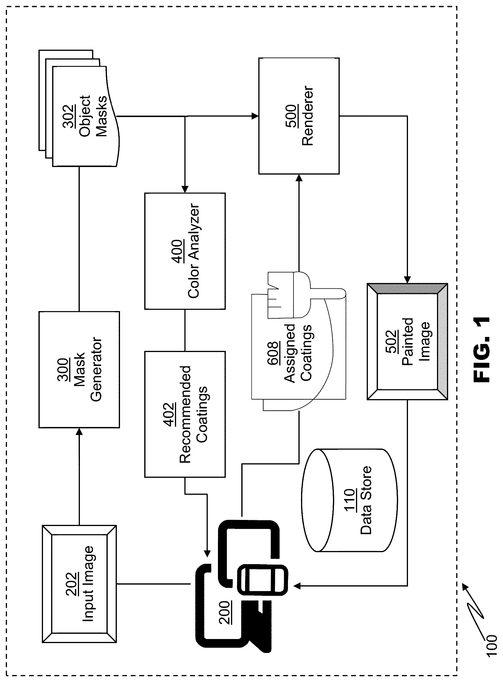 Patent US12361613 — Augmentation of digital images with simulated surface coatings — Figure 1