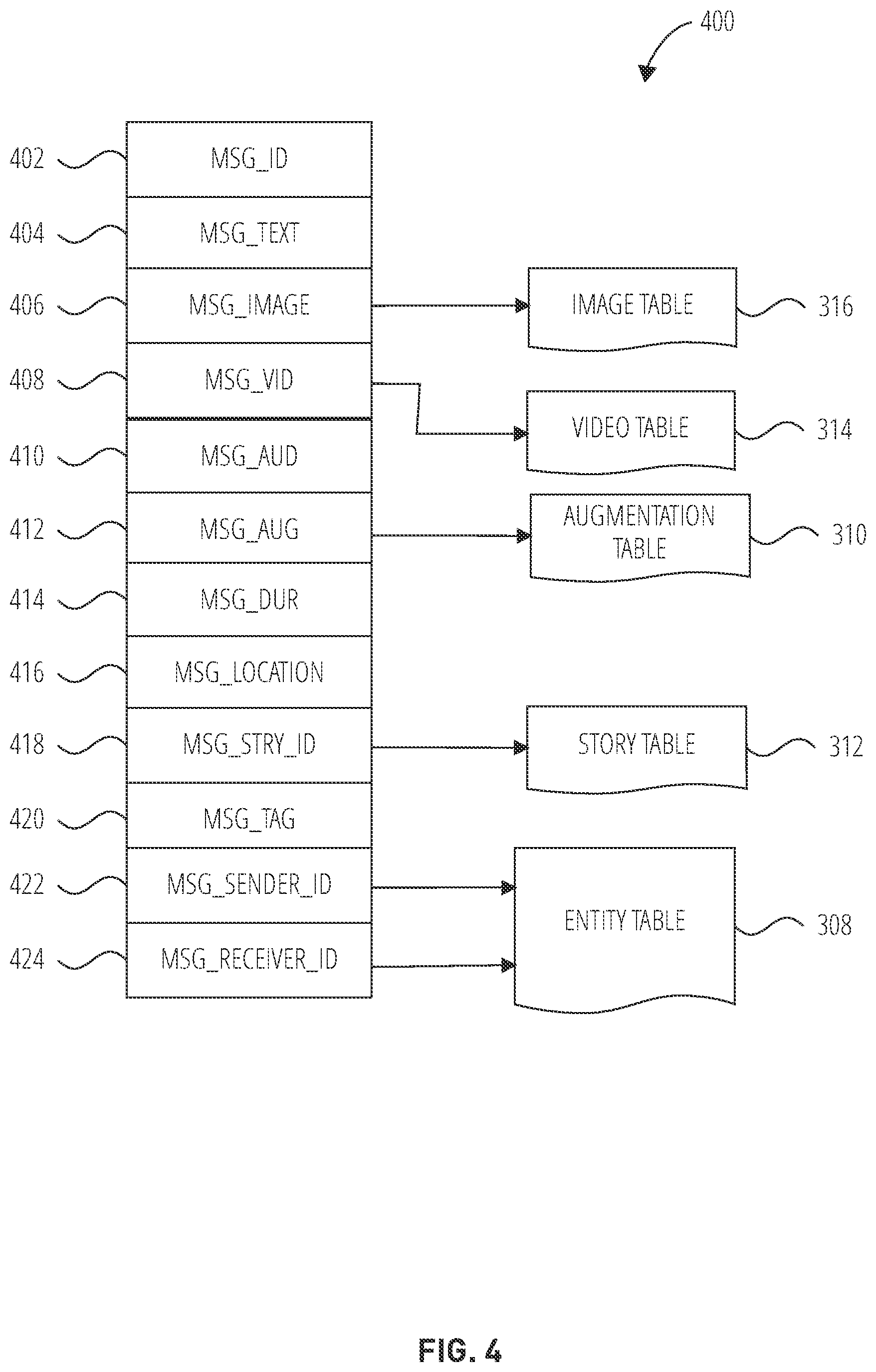 Patent US12361618 Figure 4 – Adding time-based captions to captured video within a messaging system