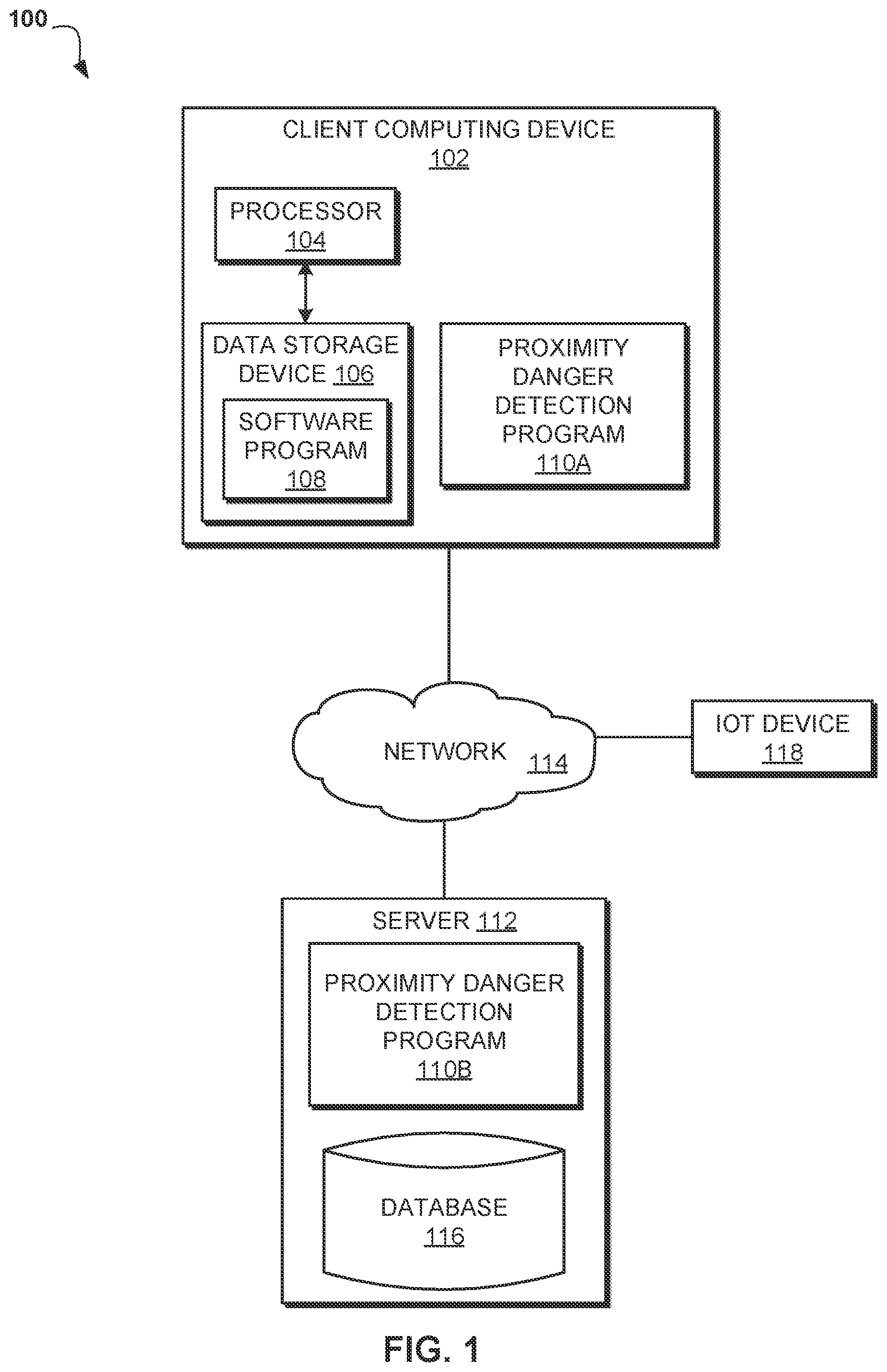 Patent US12361714 Figure 1 – Proximity danger detection based on subject and object distance analysis