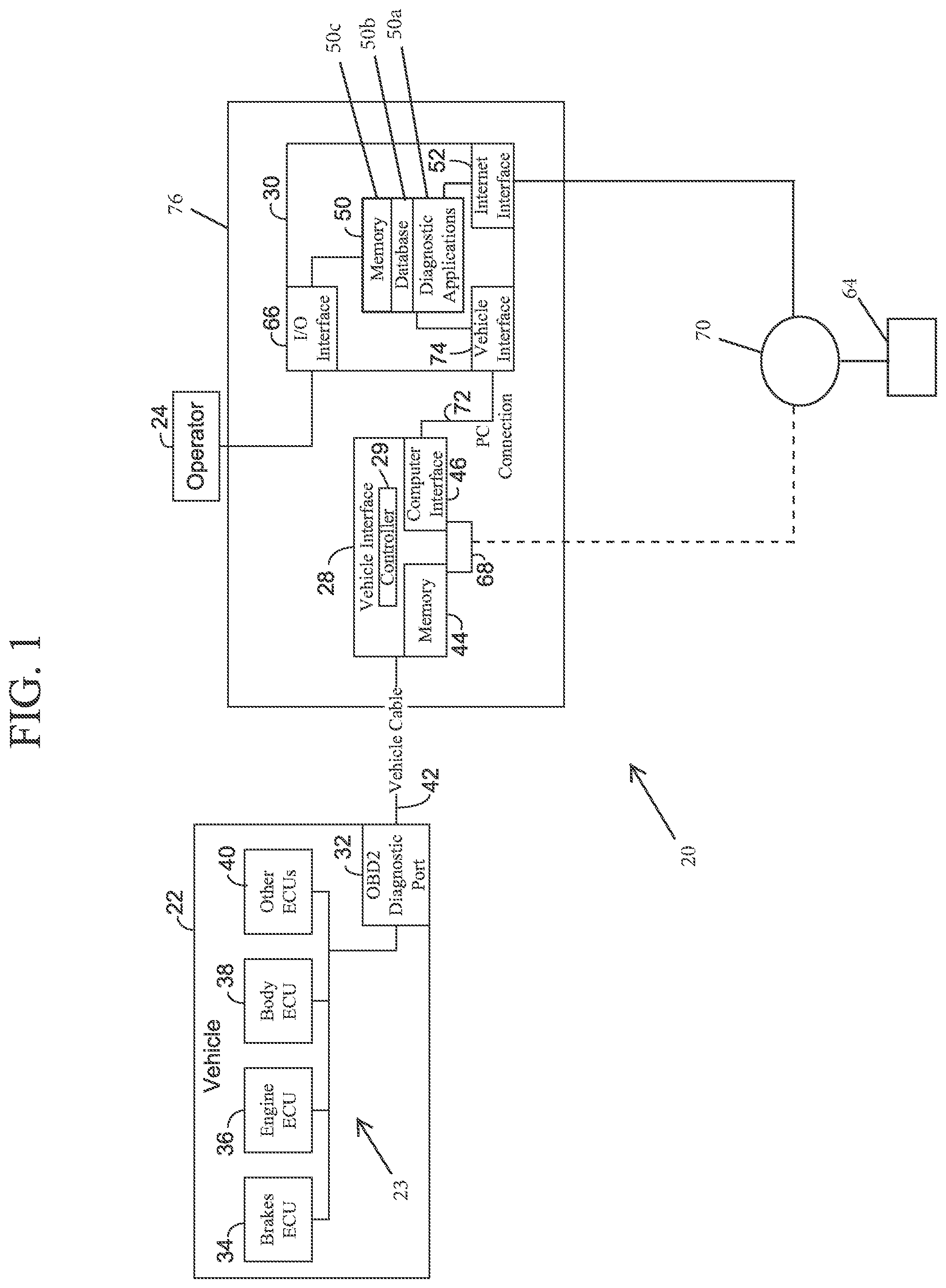 Patent US12361772 Figure 1 – Adaptive vehicle diagnostic system and method