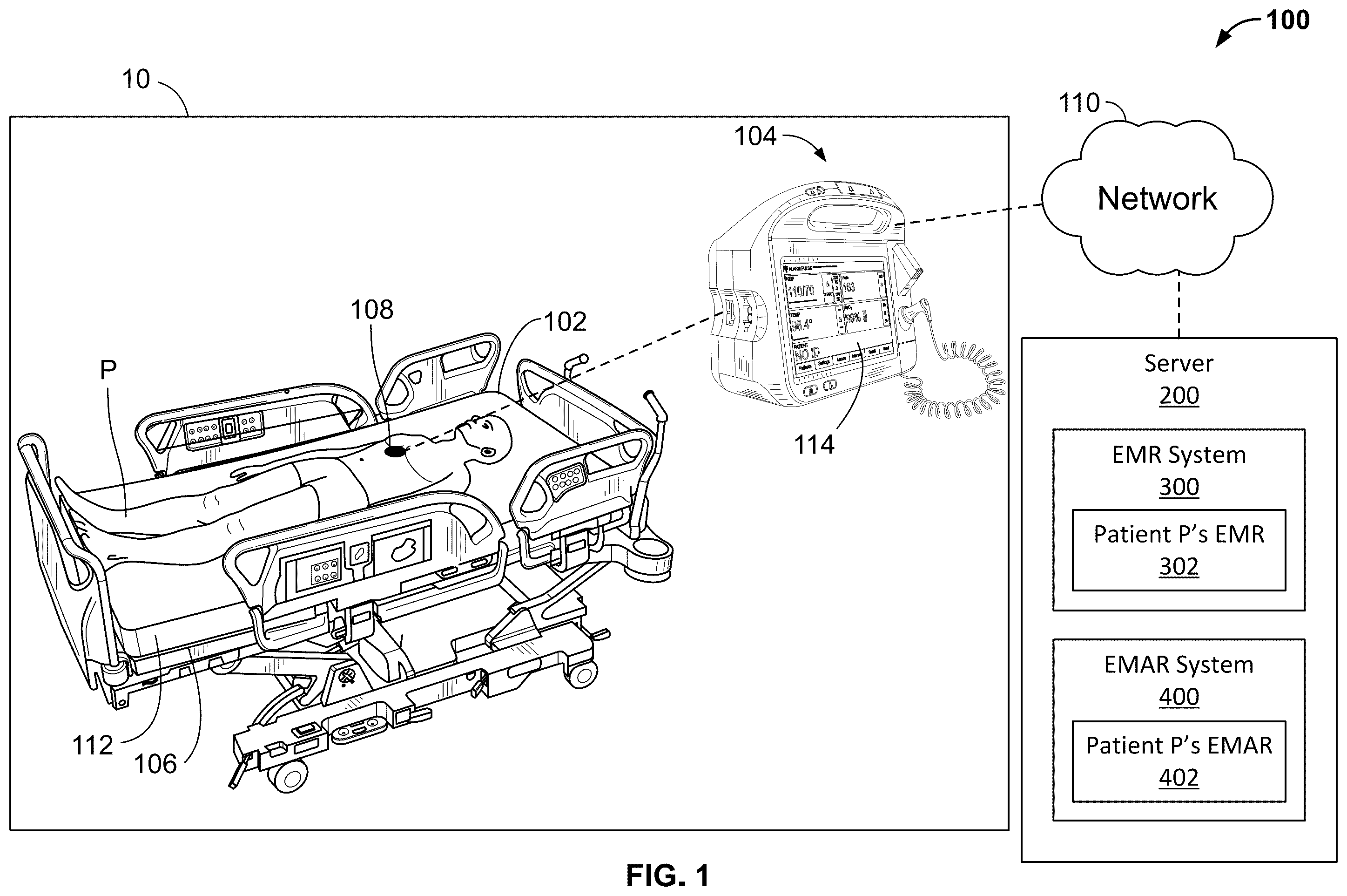 Patent US12361821 — Continuous patient monitoring — Figure 1